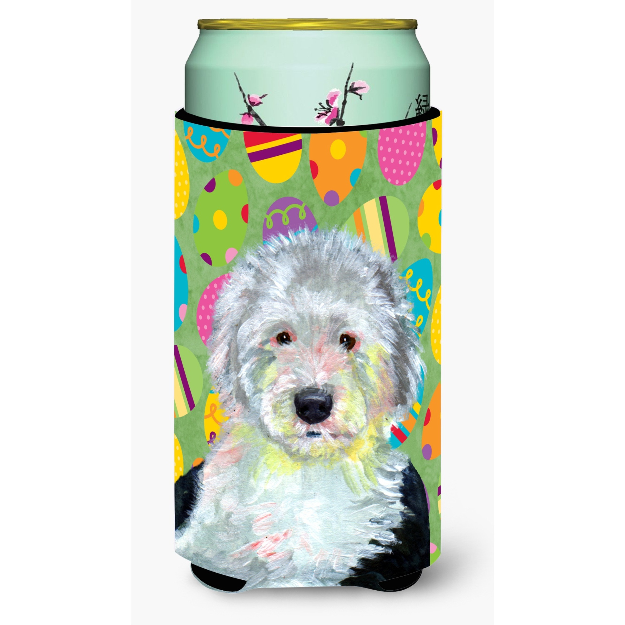 Old English Sheepdog Easter Eggtravaganza  Tall Boy Beverage Insulator Beverage Insulator Hugger
