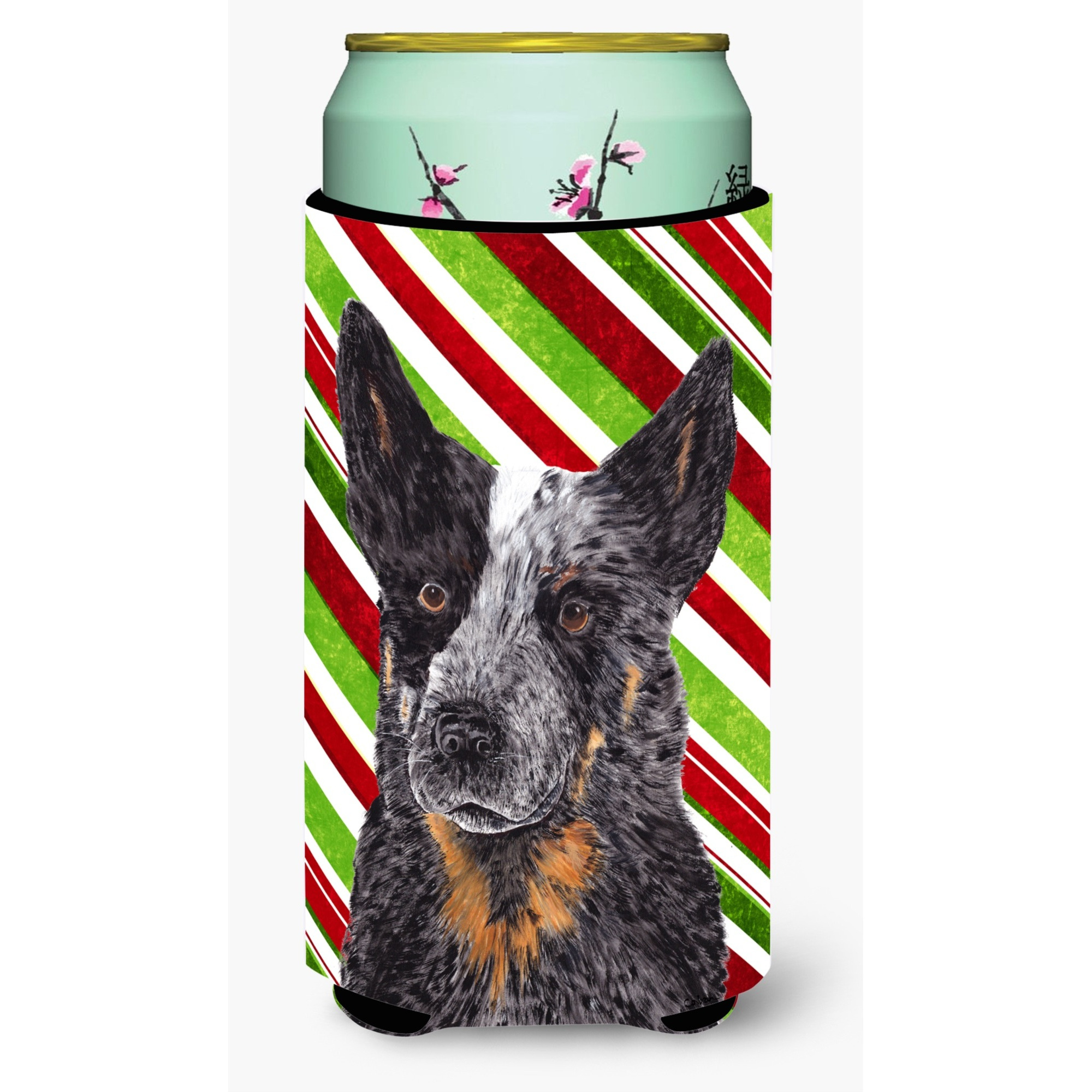 Australian Cattle Dog Candy Cane Holiday Christmas  Tall Boy Beverage Insulator Beverage Insulator Hugger