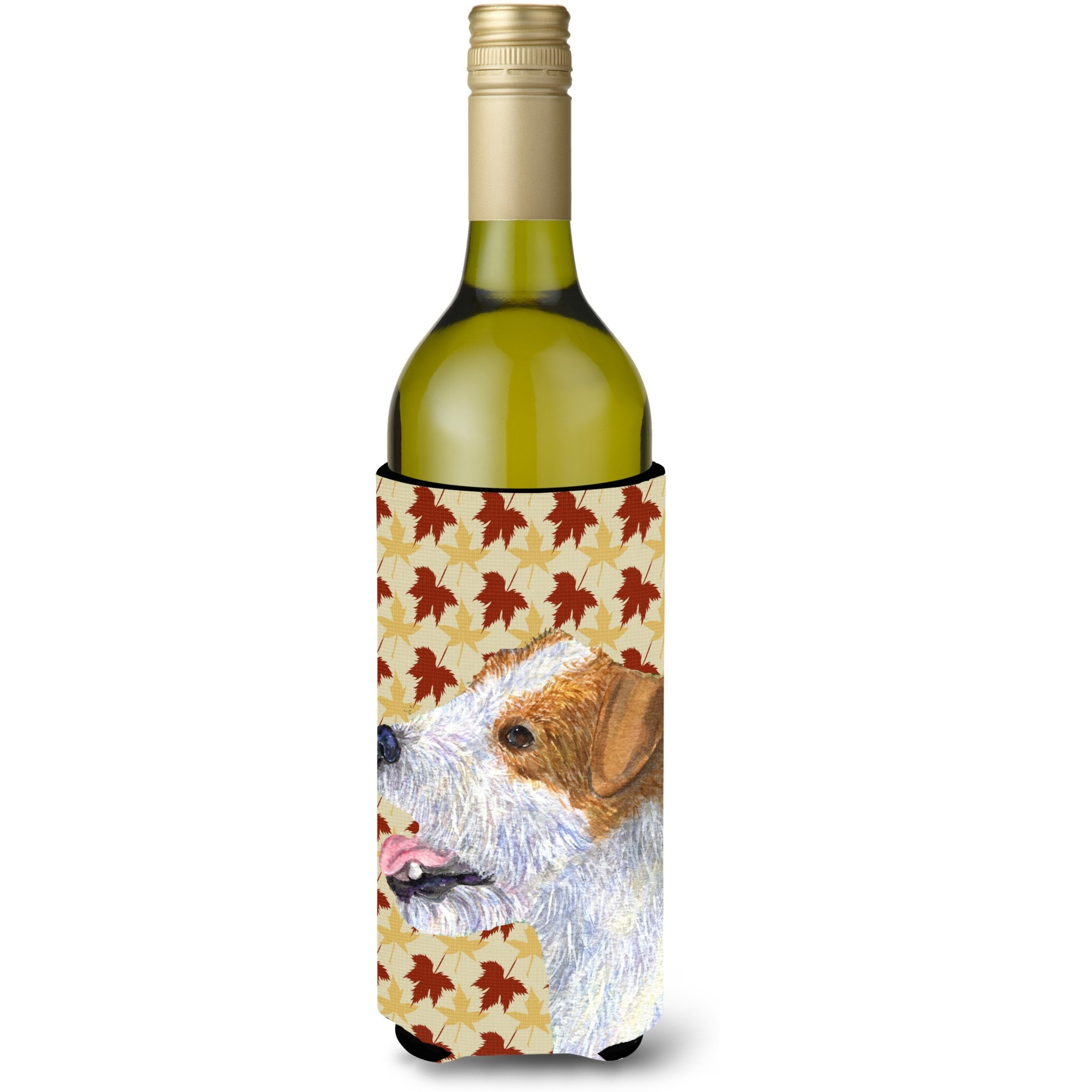 Jack Russell Terrier Fall Leaves Portrait Wine Bottle Beverage Insulator Beverage Insulator Hugger