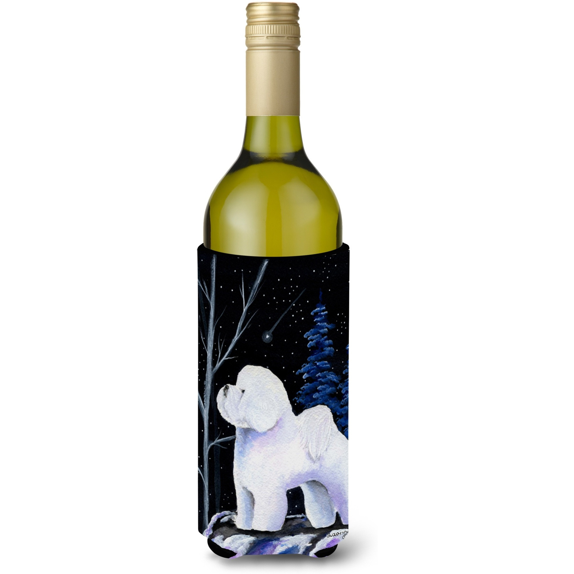 Starry Night Bichon Frise Wine Bottle Beverage Insulator Beverage Insulator Hugger