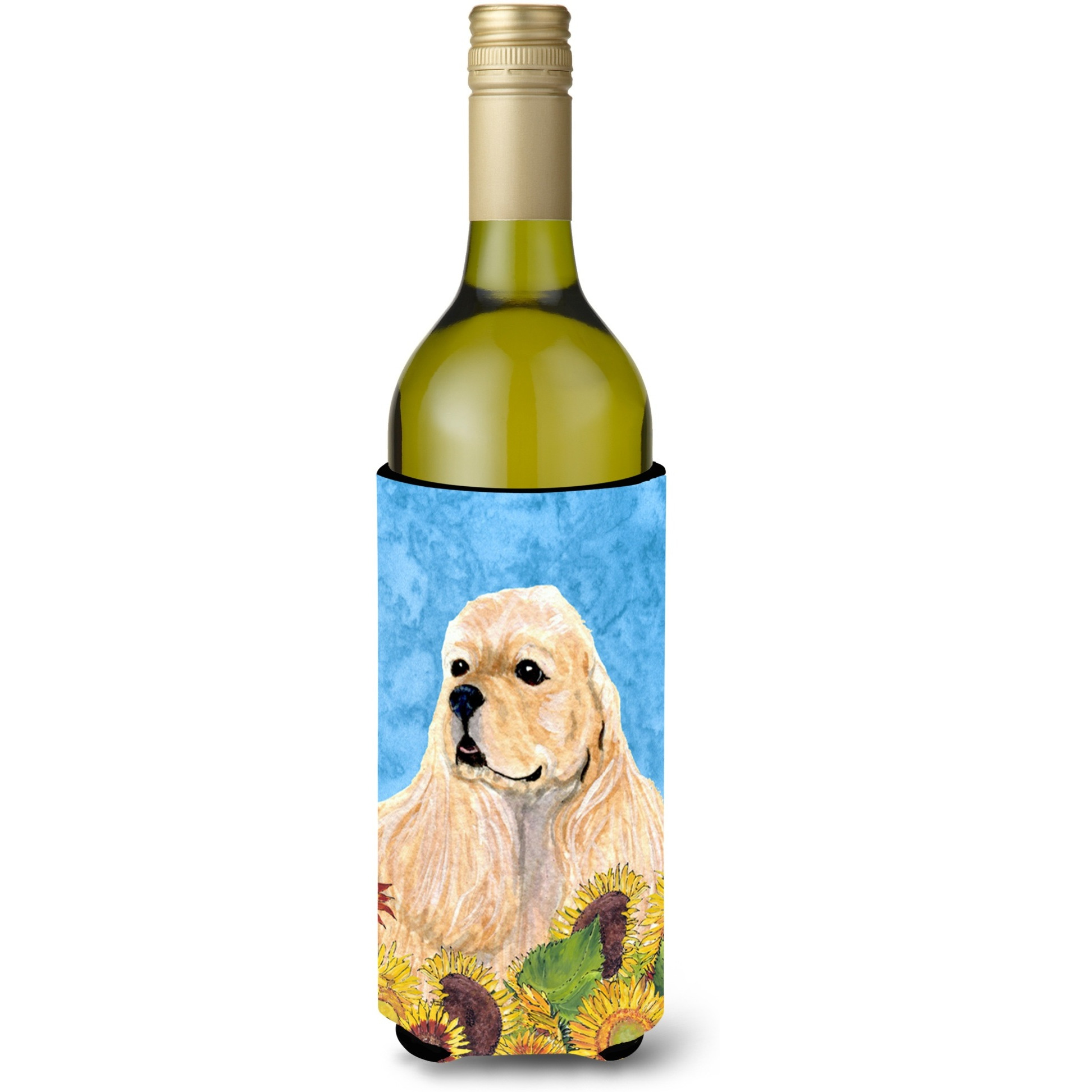 Cocker Spaniel in Summer Flowers Wine Bottle Beverage Insulator Beverage Insulator Hugger
