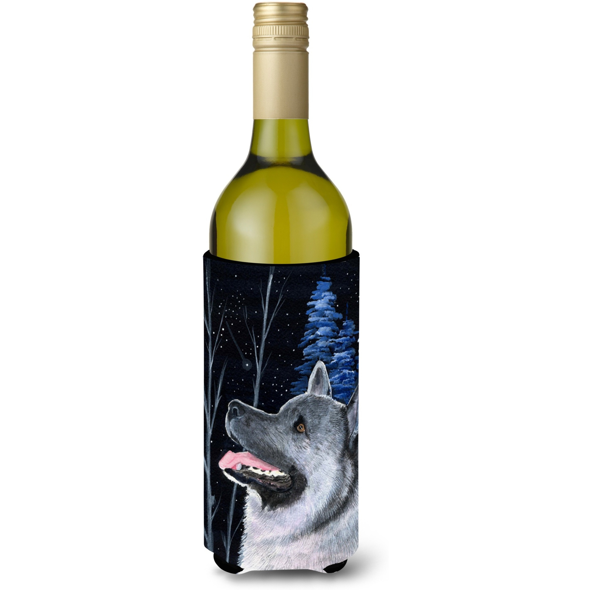 Starry Night Norwegian Elkhound Wine Bottle Beverage Insulator Beverage Insulator Hugger