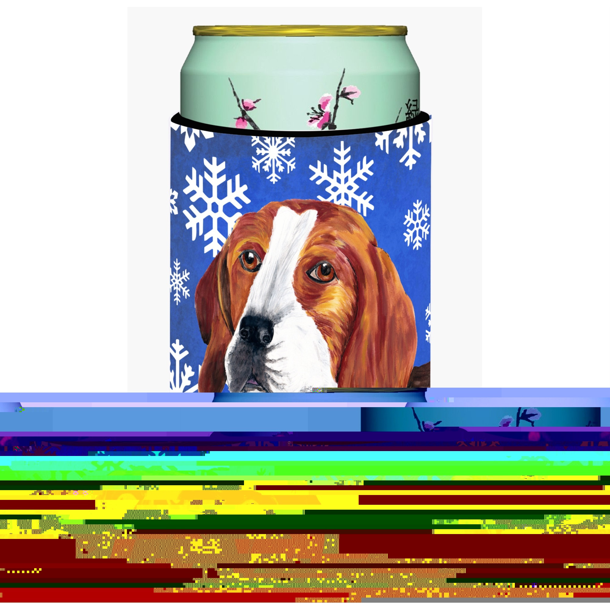 Beagle Winter Snowflakes Holiday  Tall Boy Beverage Insulator Beverage Insulator Hugger