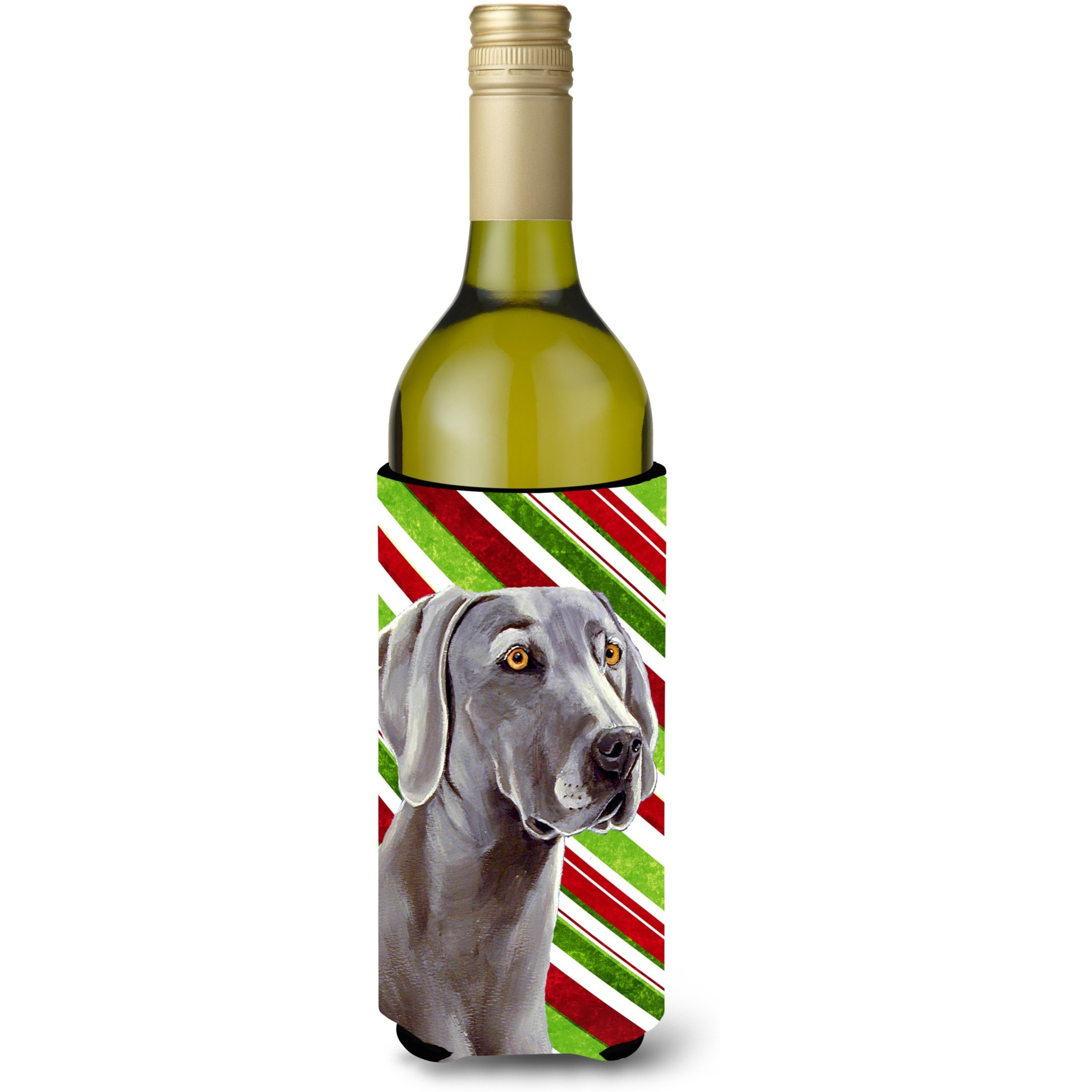 Weimaraner Candy Cane Holiday Christmas Wine Bottle Beverage Insulator Beverage Insulator Hugger