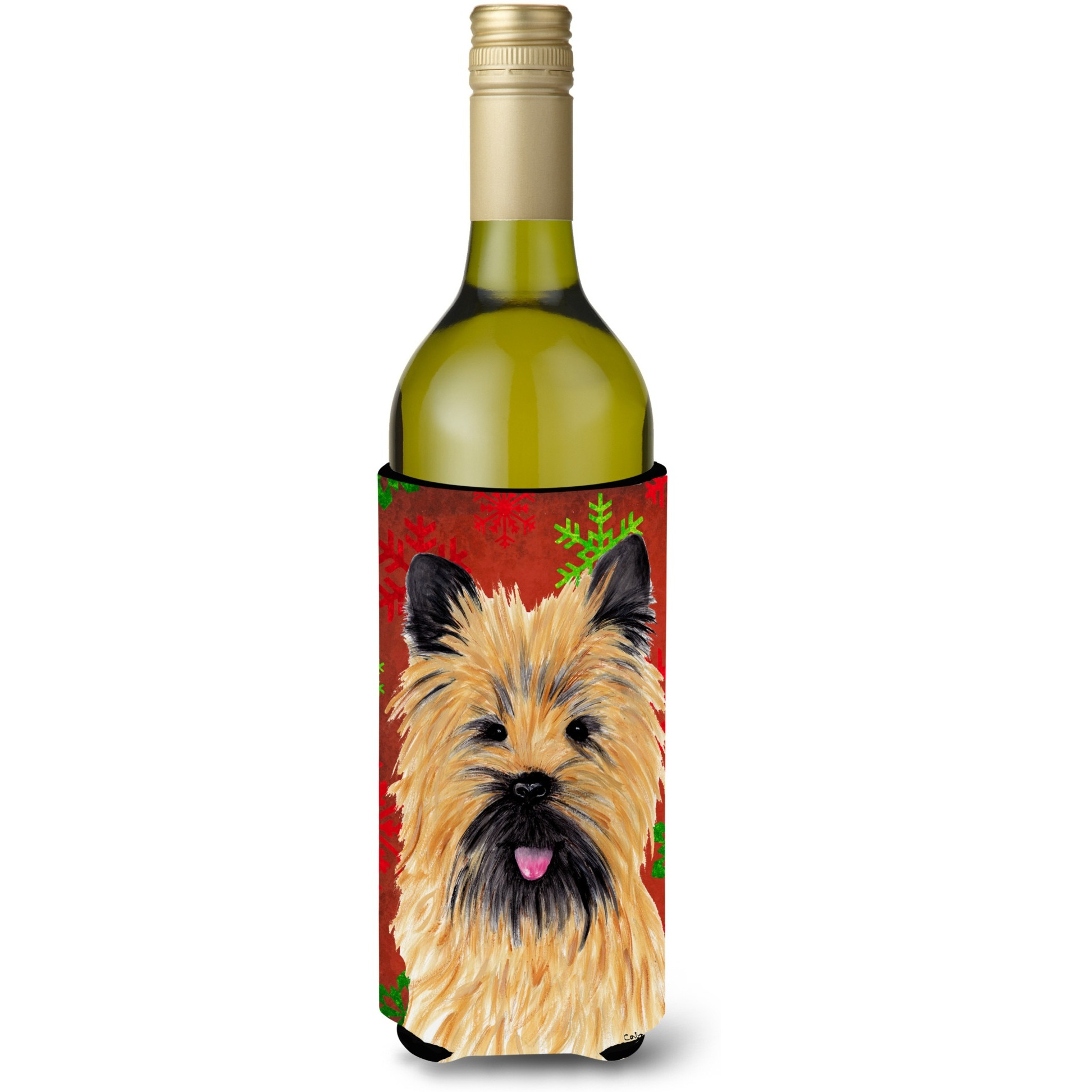 Cairn Terrier Snowflakes Holiday Christmas Wine Bottle Beverage Insulator Beverage Insulator Hugger