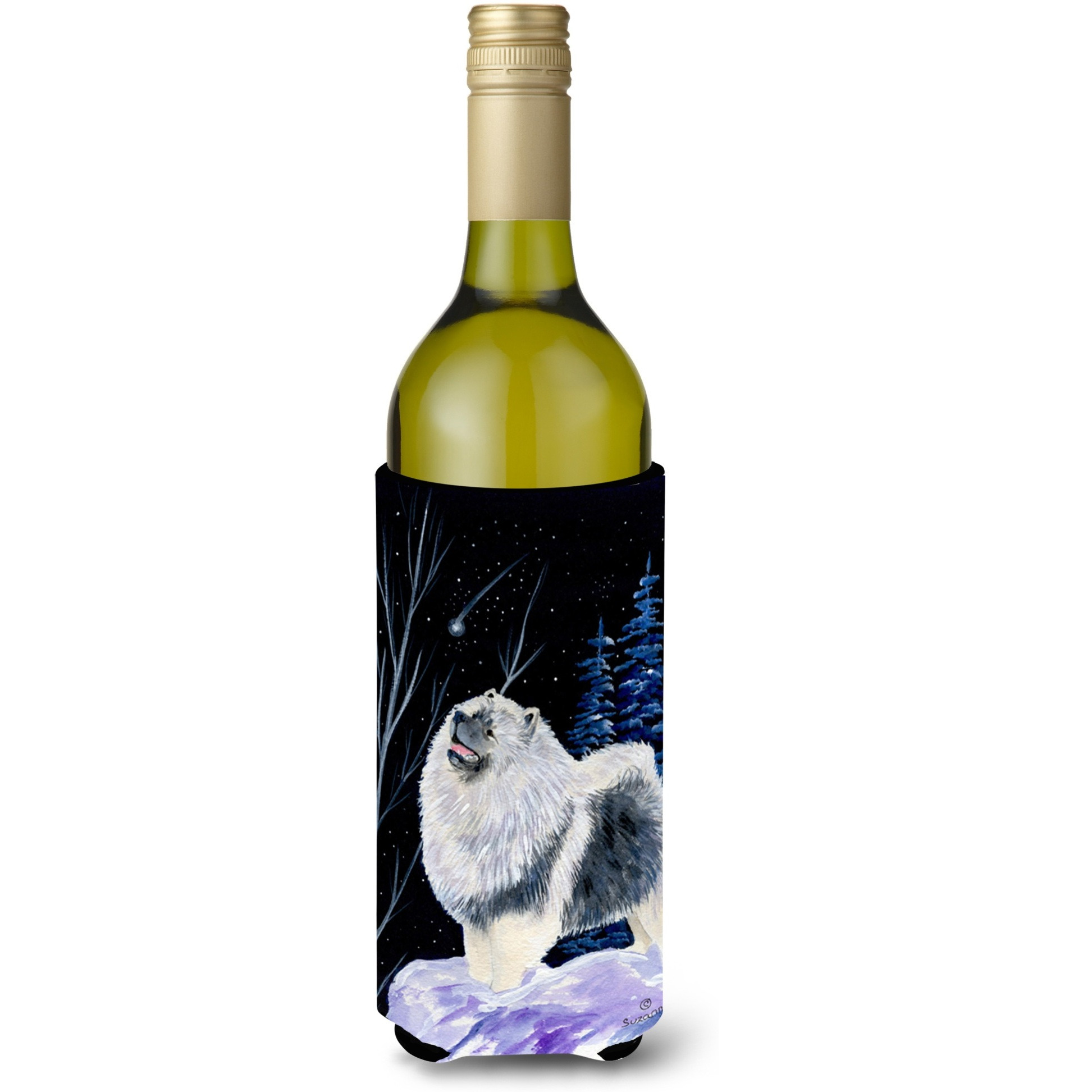 Starry Night Keeshond Wine Bottle Beverage Insulator Beverage Insulator Hugger SS8357LITERK
