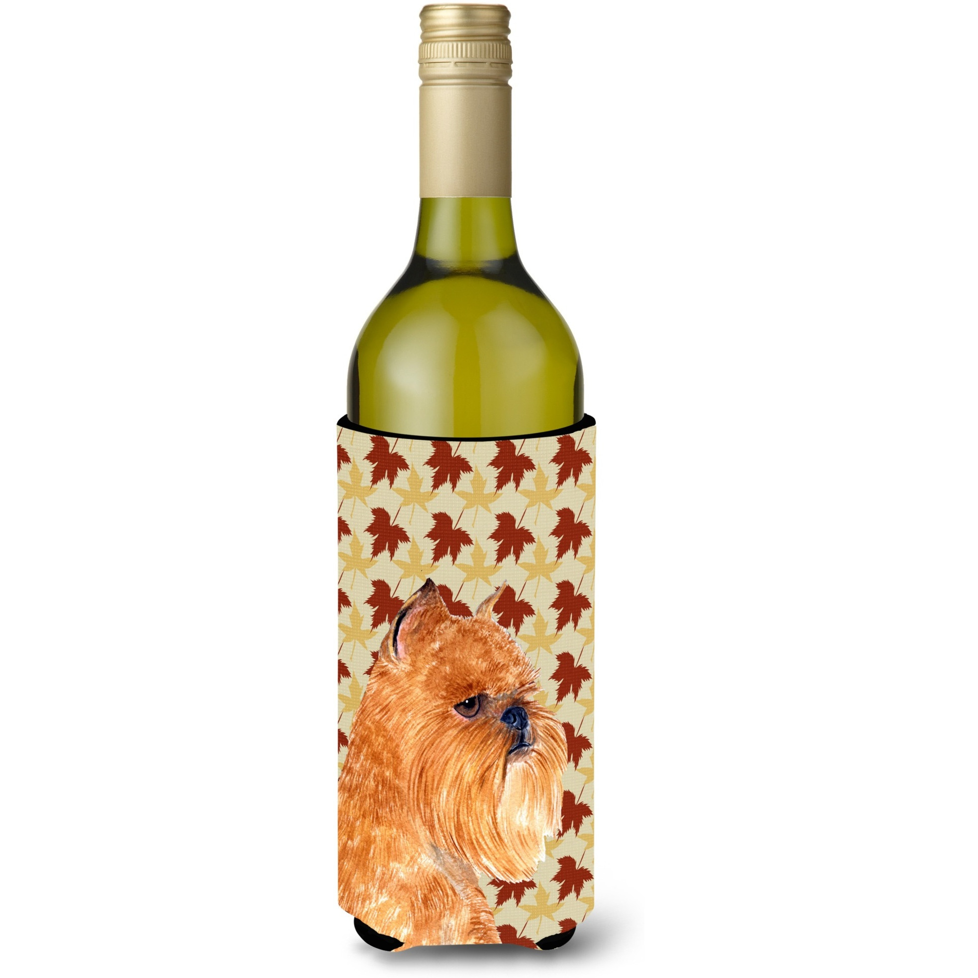 Brussels Griffon Fall Leaves Portrait Wine Bottle Beverage Insulator Beverage Insulator Hugger SS4362LITERK
