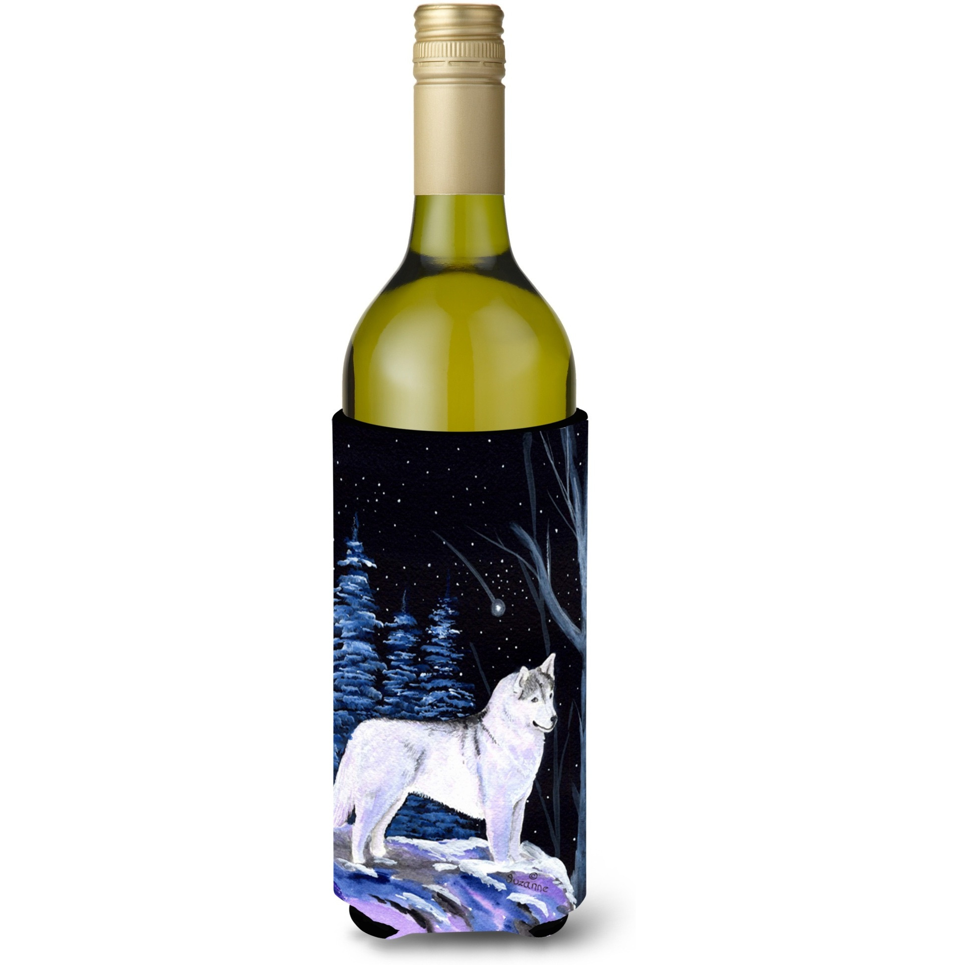 Starry Night Siberian Husky Wine Bottle Beverage Insulator Beverage Insulator Hugger