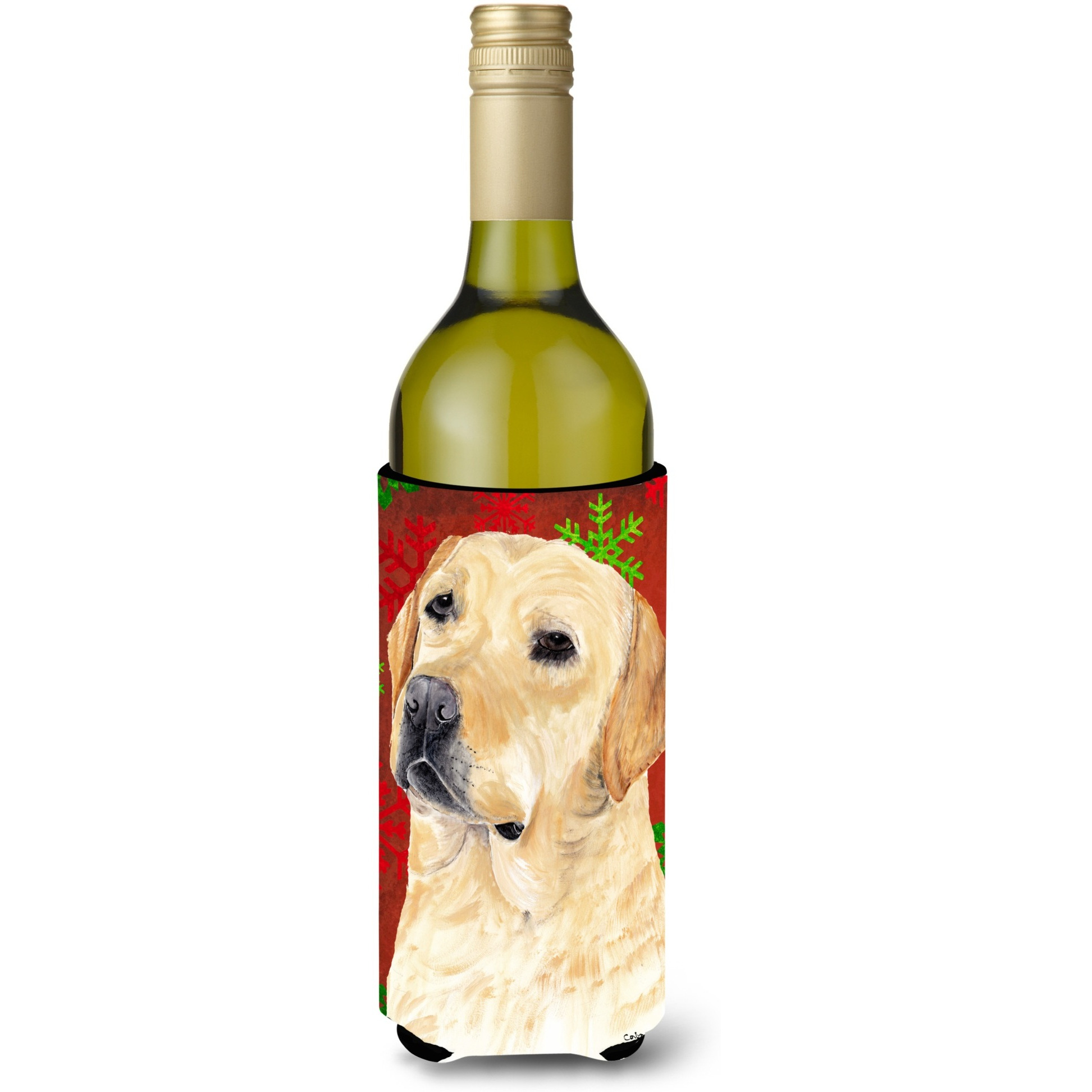 Labrador Snowflakes Holiday Christmas Wine Bottle Beverage Insulator Beverage Insulator Hugger
