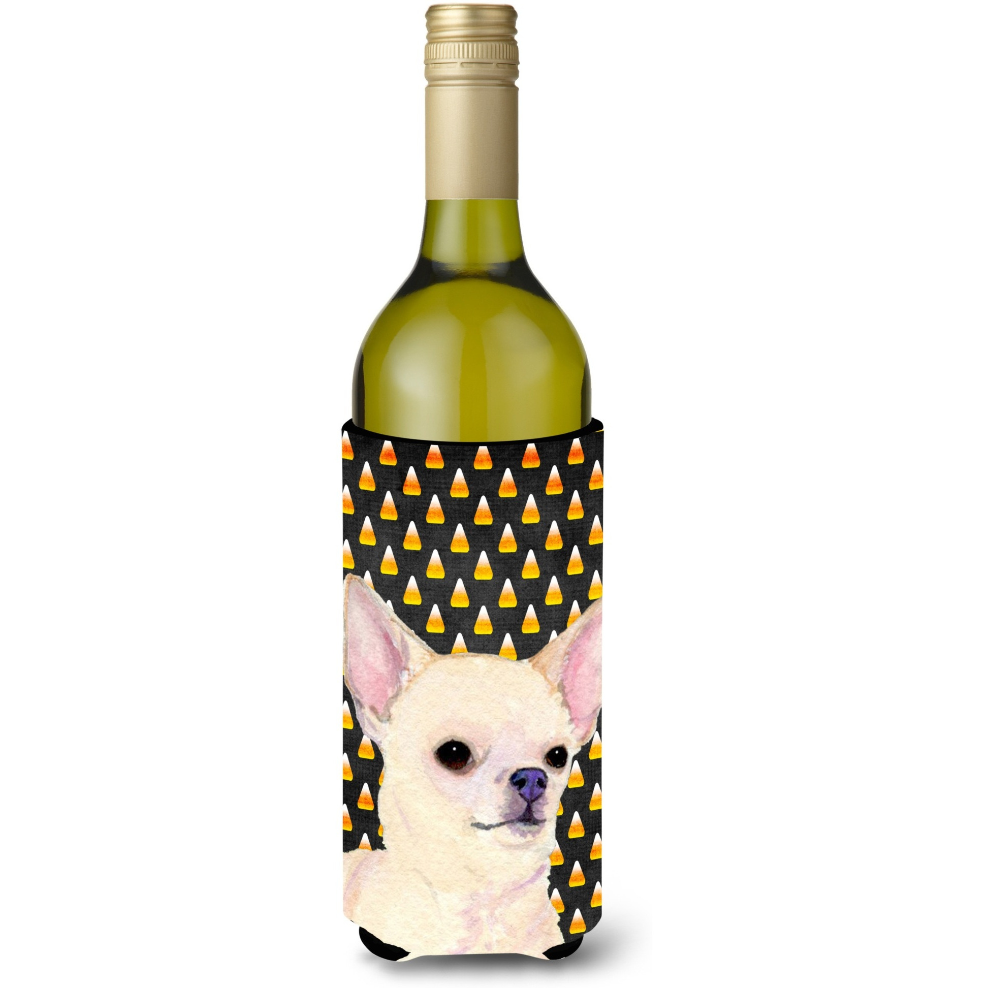Chihuahua Candy Corn Halloween Portrait Wine Bottle Beverage Insulator Beverage Insulator Hugger SS4265LITERK
