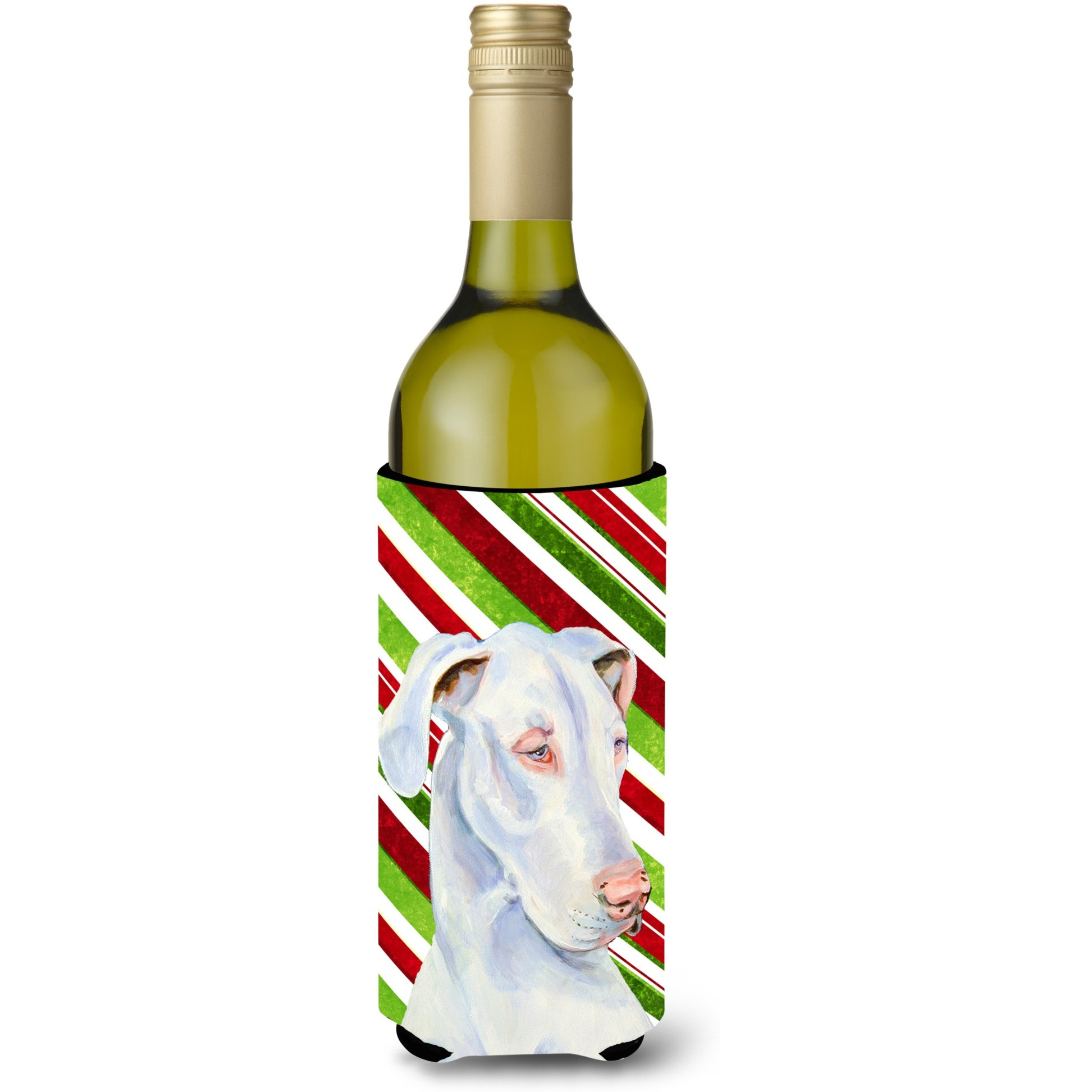 Great Dane Candy Cane Holiday Christmas Wine Bottle Beverage Insulator Beverage Insulator Hugger LH9221LITERK