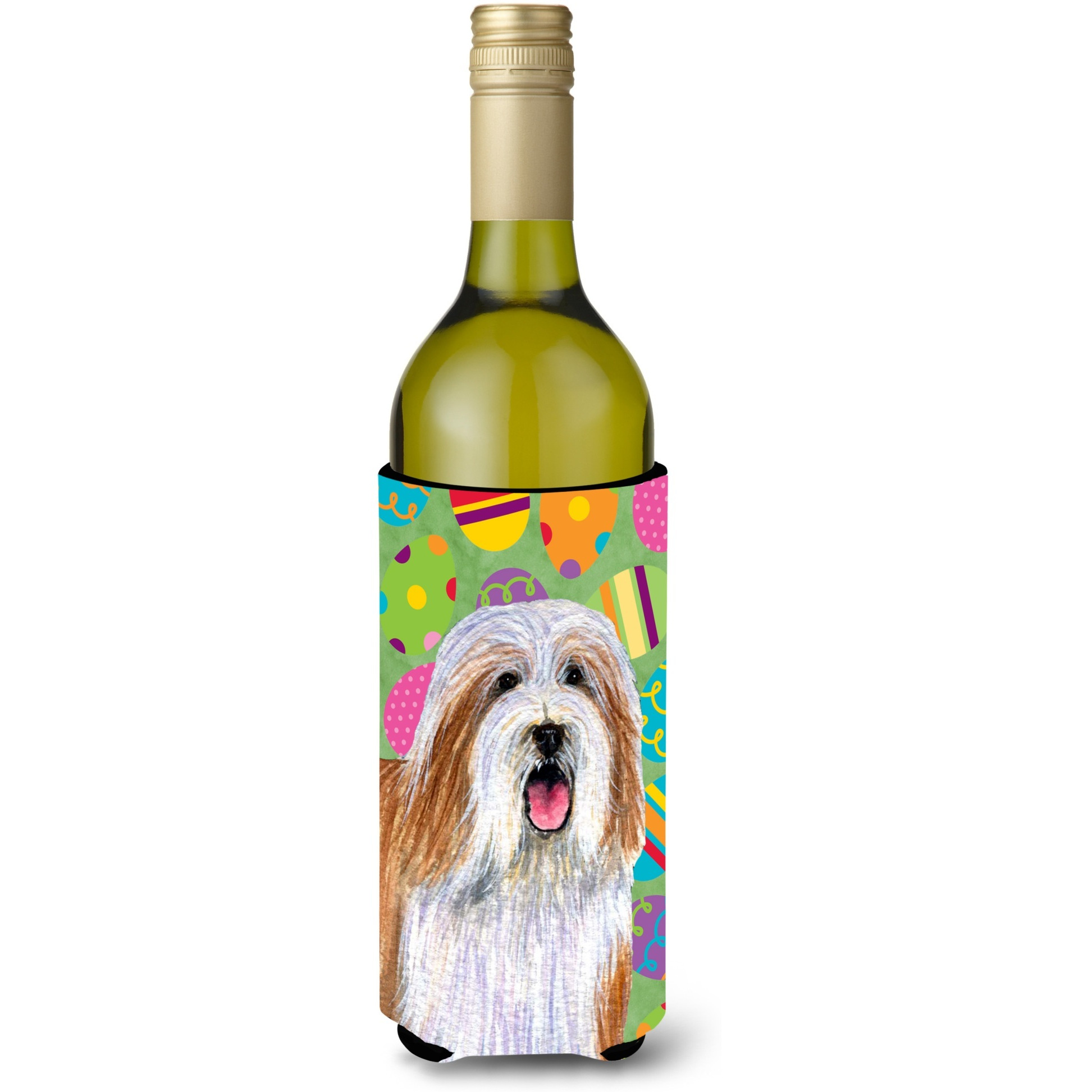 Bearded Collie Easter Eggtravaganza Wine Bottle Beverage Insulator Beverage Insulator Hugger