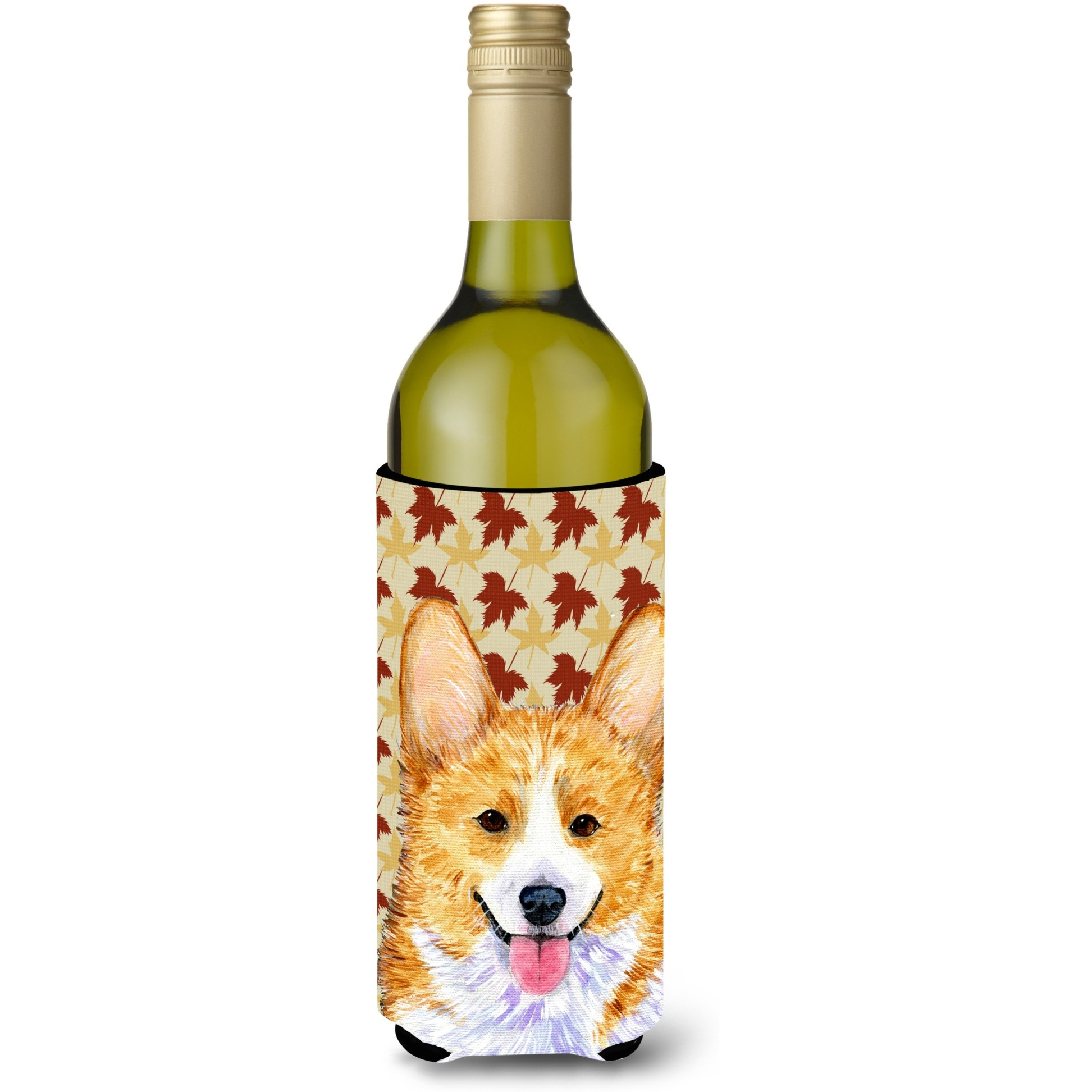 Corgi Fall Leaves Portrait Wine Bottle Beverage Insulator Beverage Insulator Hugger SS4370LITERK