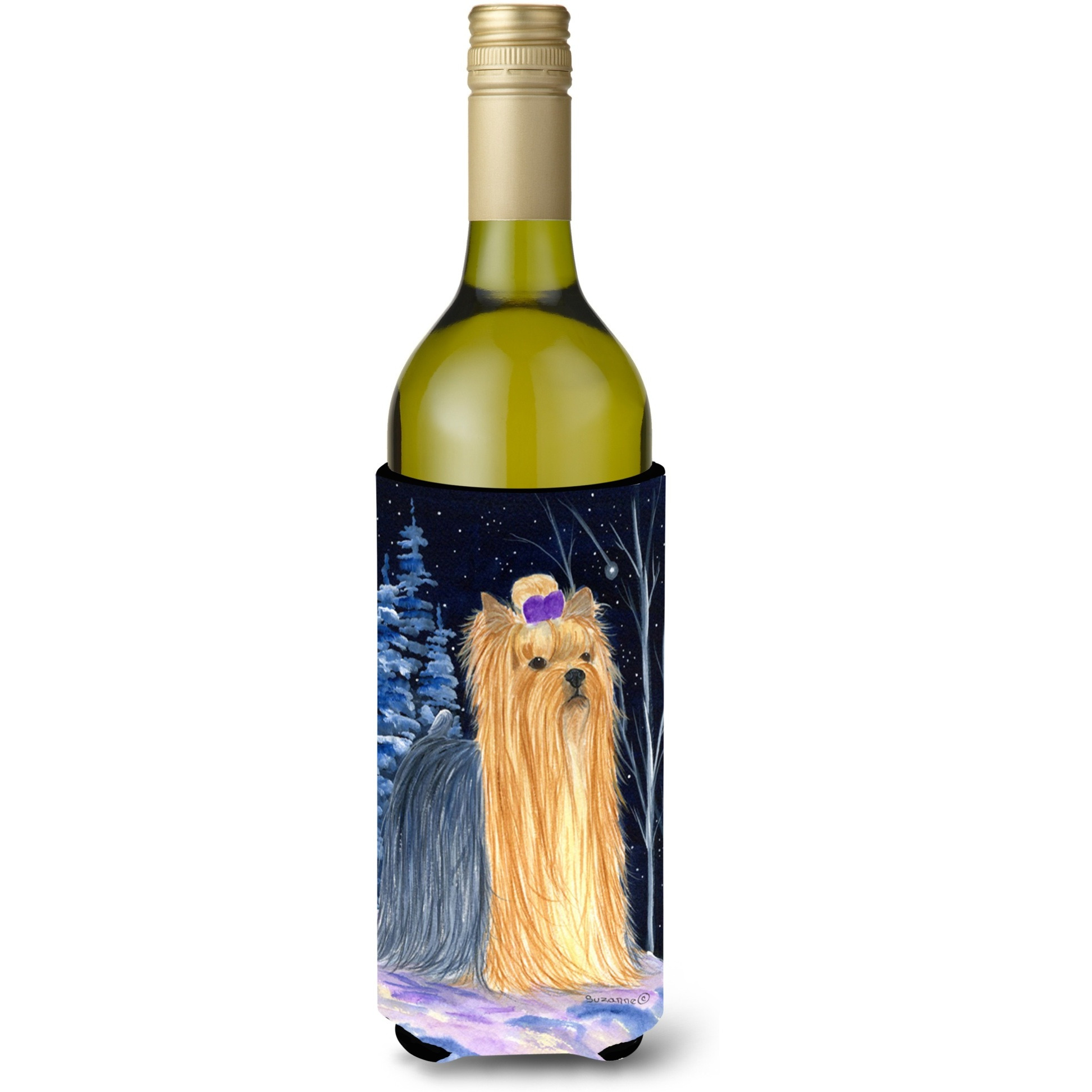 Starry Night Yorkie Wine Bottle Beverage Insulator Beverage Insulator Hugger