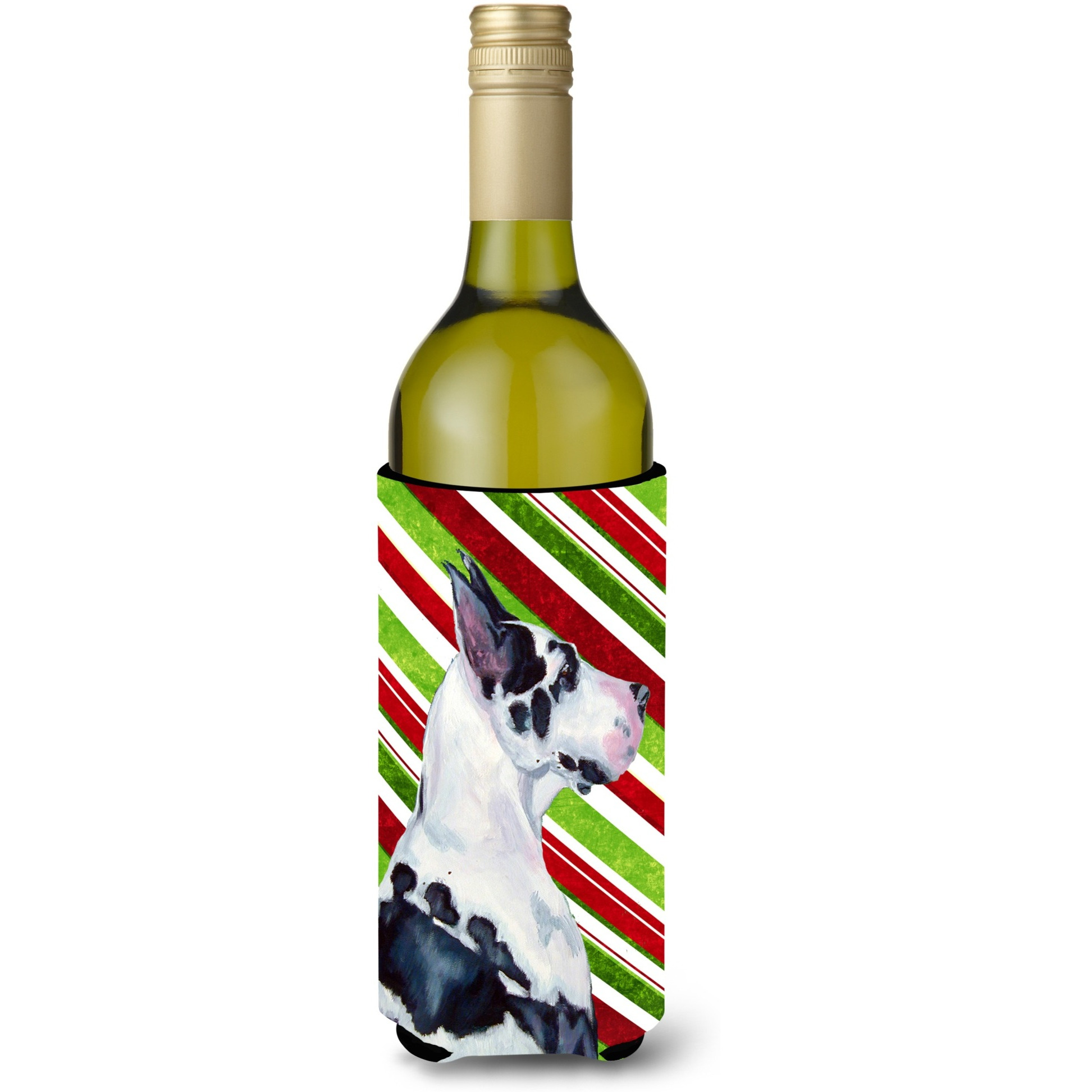 Great Dane Candy Cane Holiday Christmas Wine Bottle Beverage Insulator Beverage Insulator Hugger LH9236LITERK