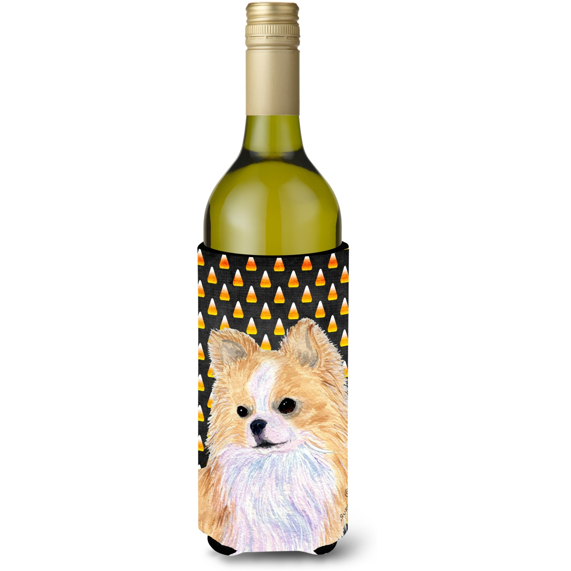 Chihuahua Candy Corn Halloween Portrait Wine Bottle Beverage Insulator Beverage Insulator Hugger SS4266LITERK
