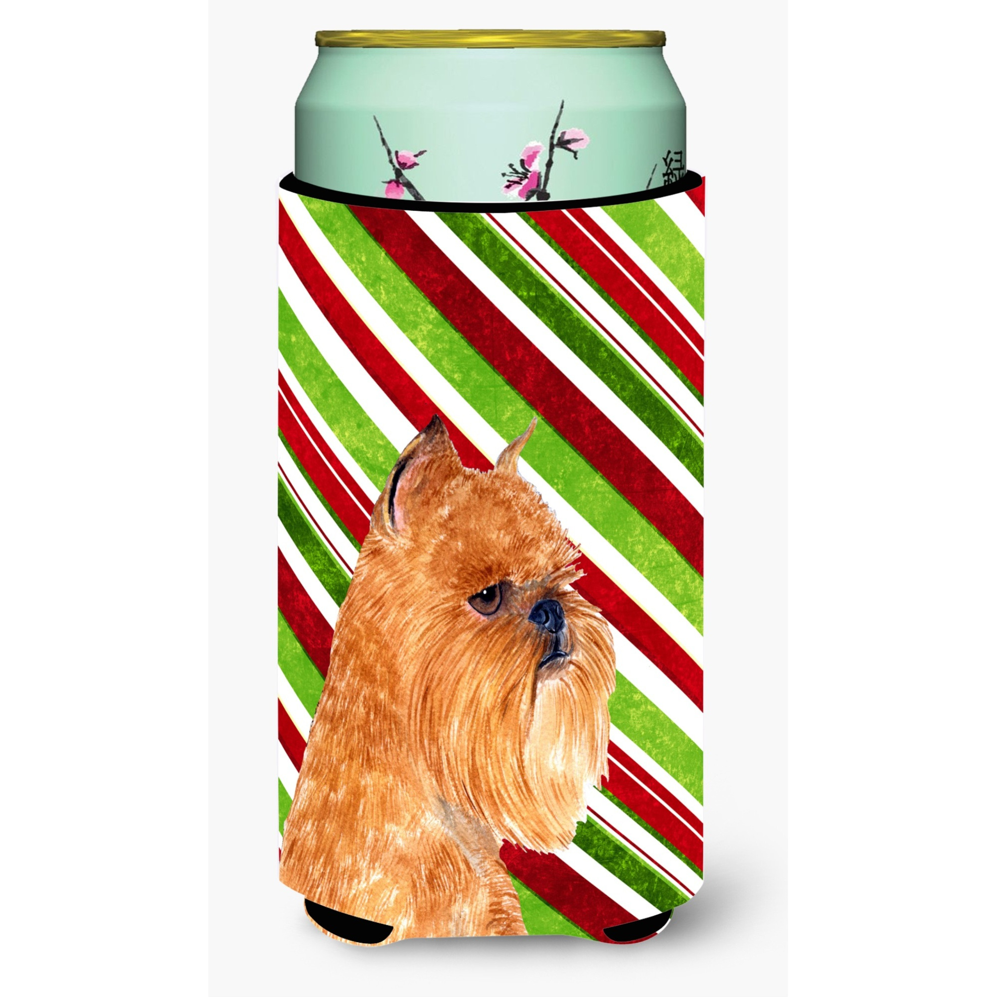 Brussels Griffon Candy Cane Holiday Christmas  Tall Boy Beverage Insulator Beverage Insulator Hugger