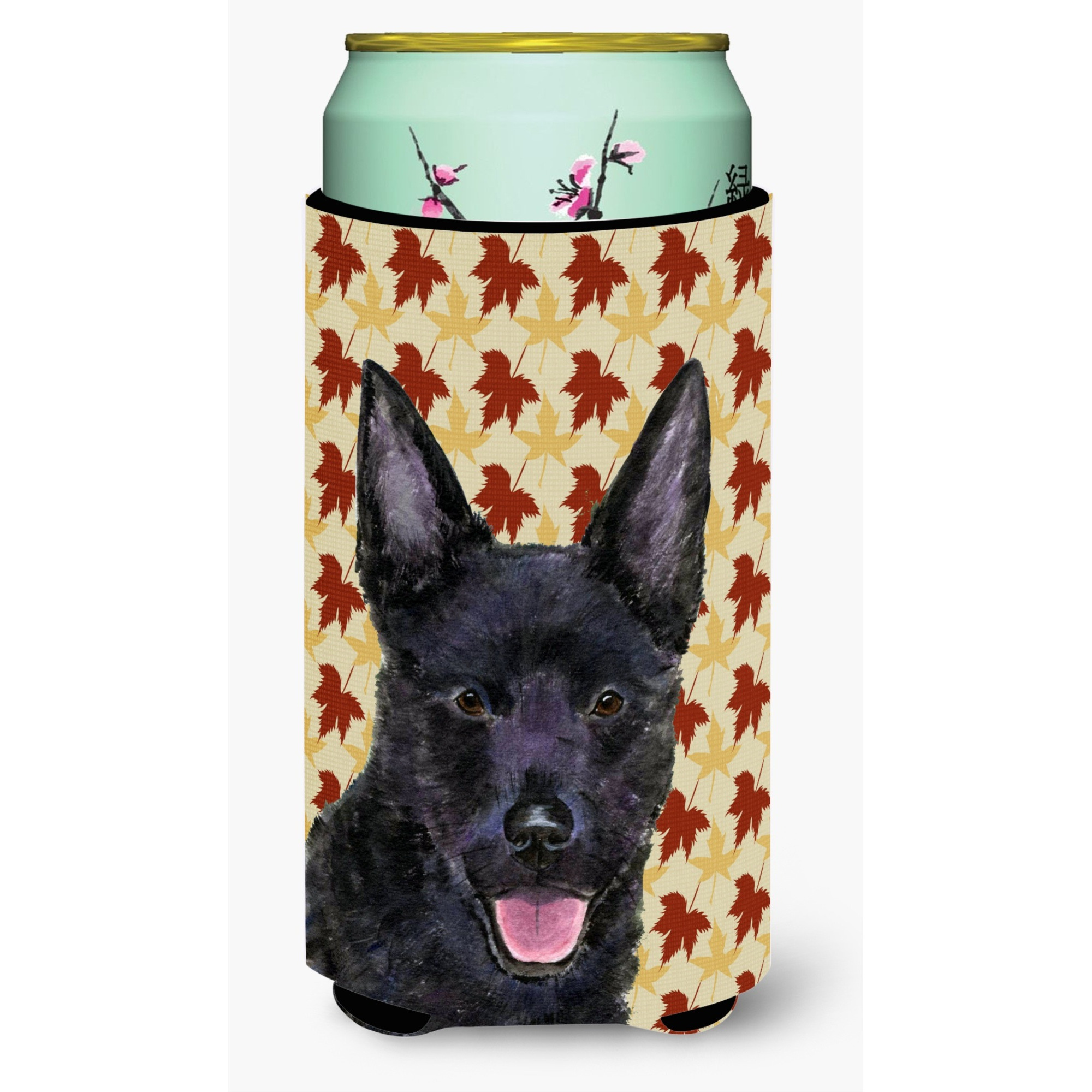 Australian Kelpie Fall Leaves Portrait  Tall Boy Beverage Insulator Beverage Insulator Hugger