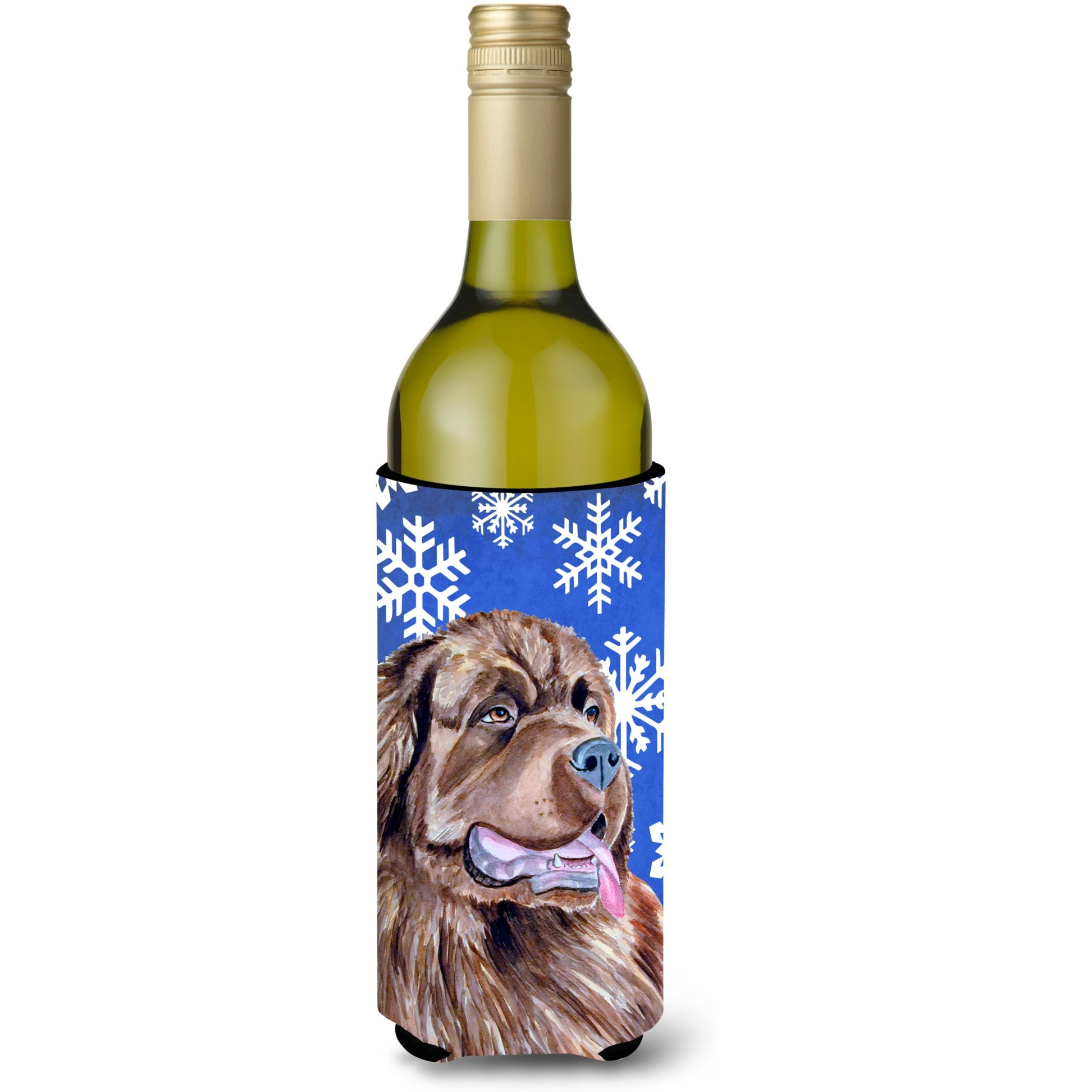 Newfoundland Winter Snowflakes Holiday Wine Bottle Beverage Insulator Beverage Insulator Hugger
