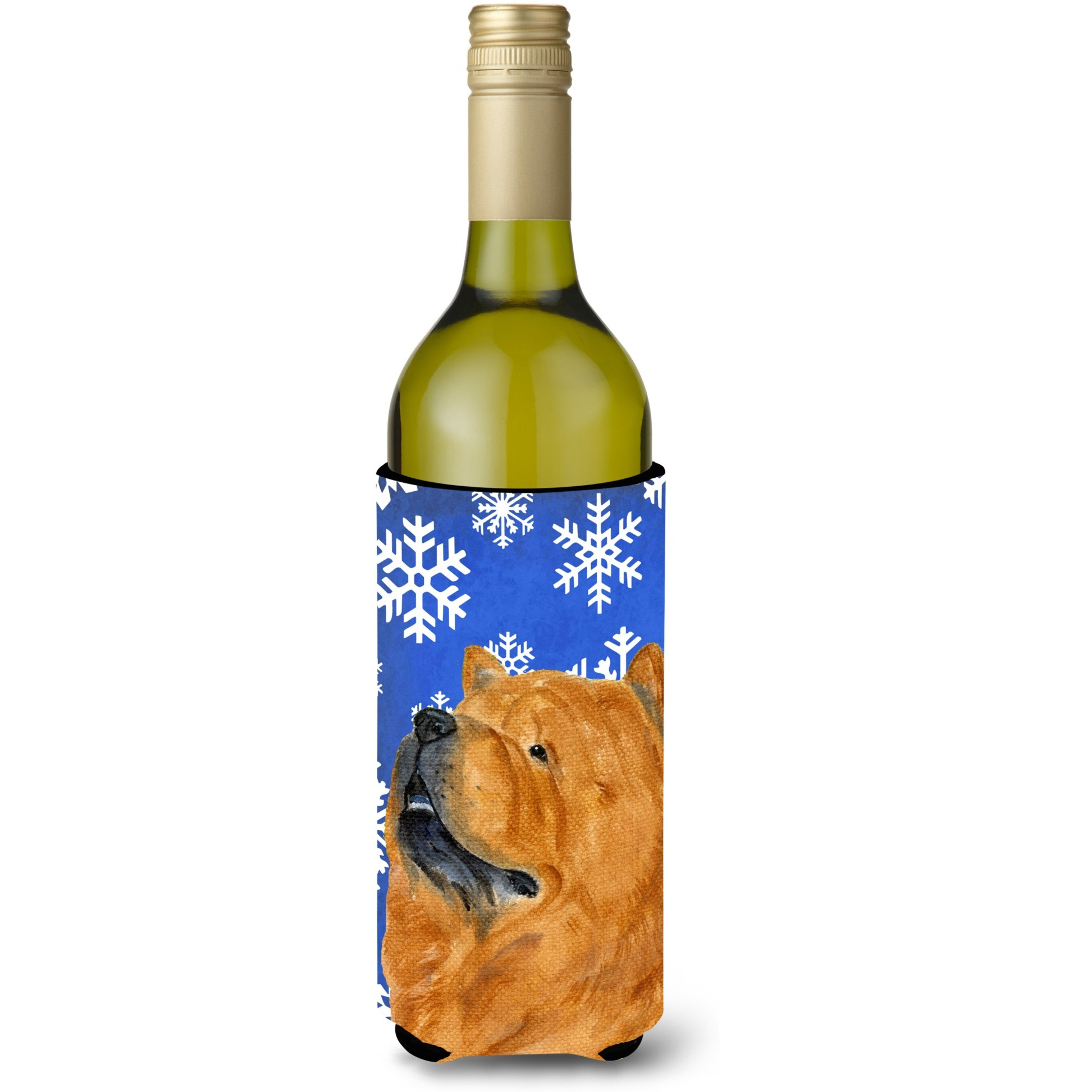 Chow Chow Winter Snowflakes Holiday Wine Bottle Beverage Insulator Beverage Insulator Hugger SS4640LITERK