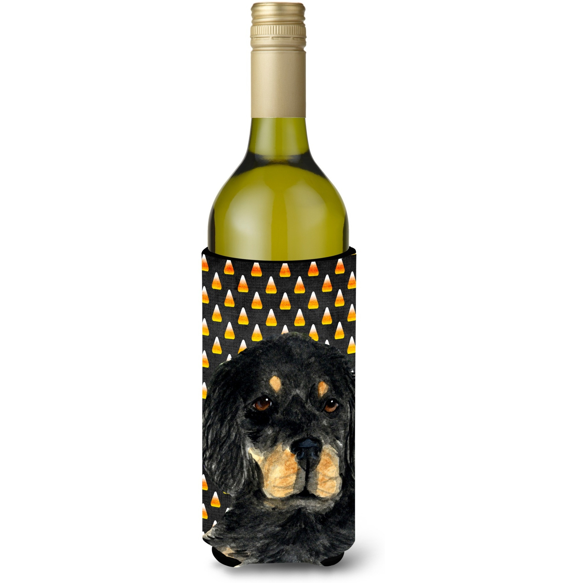 Gordon Setter Candy Corn Halloween Portrait Wine Bottle Beverage Insulator Beverage Insulator Hugger