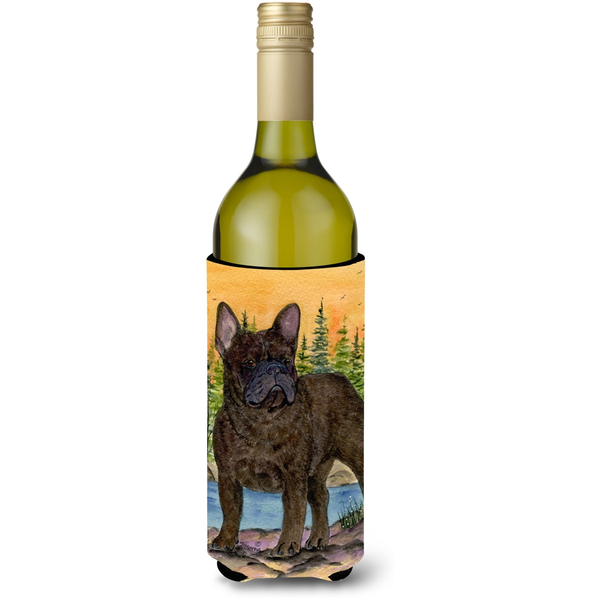 French Bulldog Wine Bottle Beverage Insulator Beverage Insulator Hugger SS8597LITERK