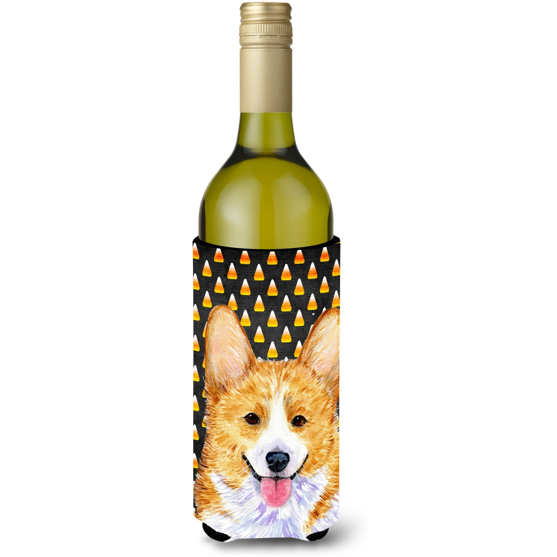 Corgi Candy Corn Halloween Portrait Wine Bottle Beverage Insulator Beverage Insulator Hugger SS4279LITERK