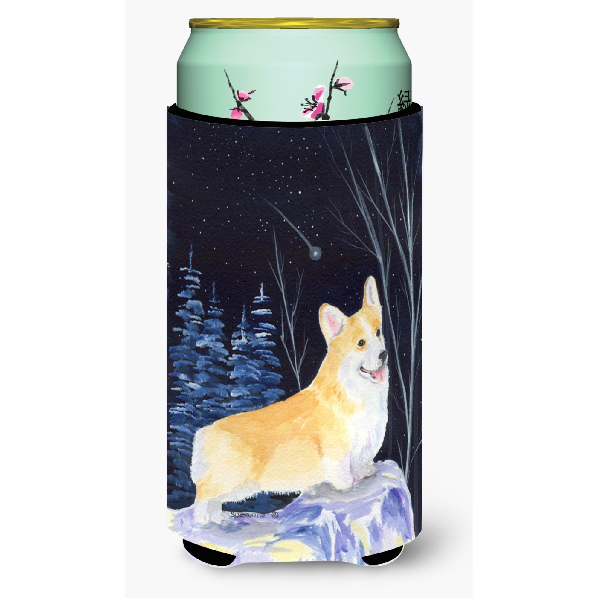 Starry Night Corgi  Tall Boy Beverage Insulator Beverage Insulator Hugger