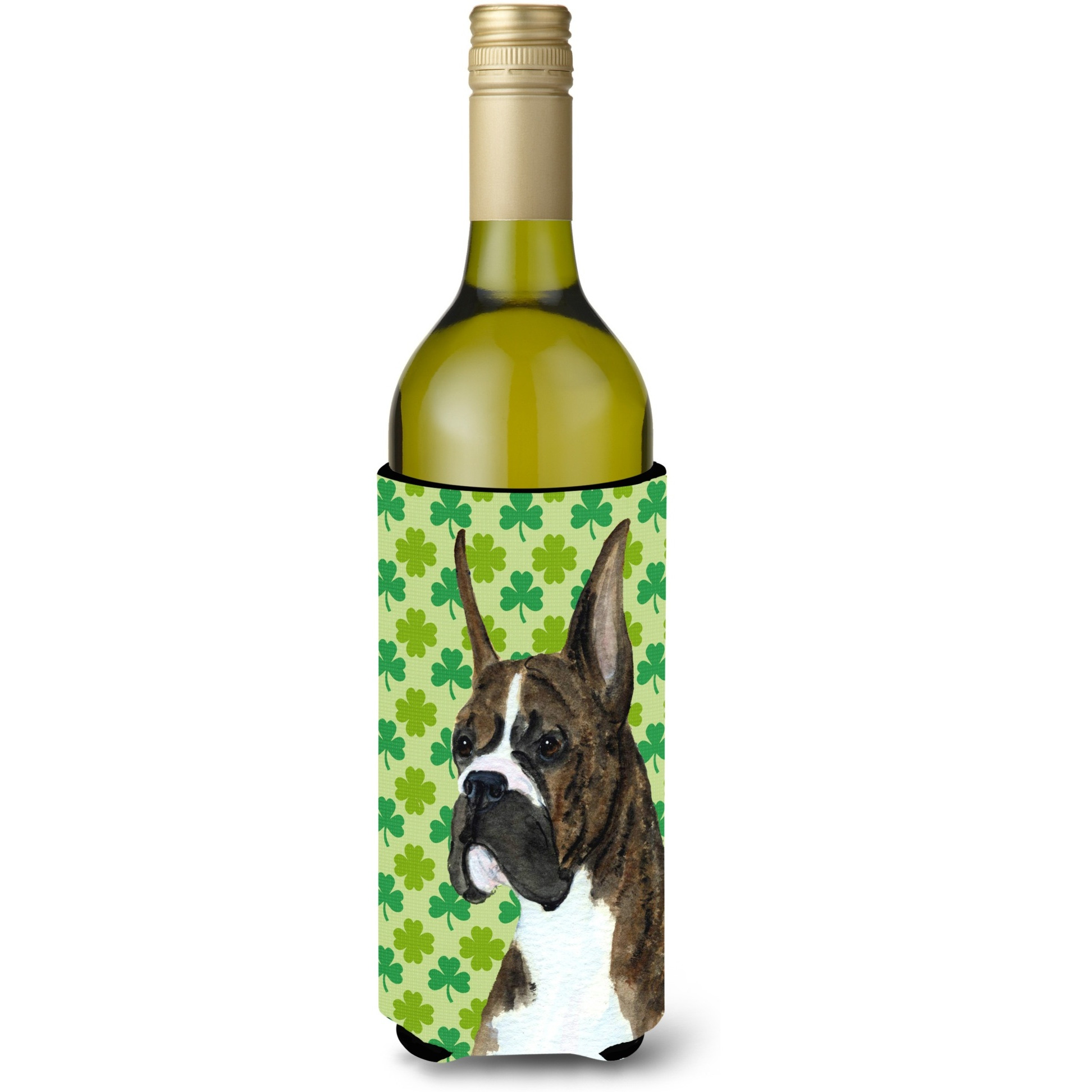 Boxer St. Patrick's Day Shamrock  Wine Bottle Beverage Insulator Beverage Insulator Hugger