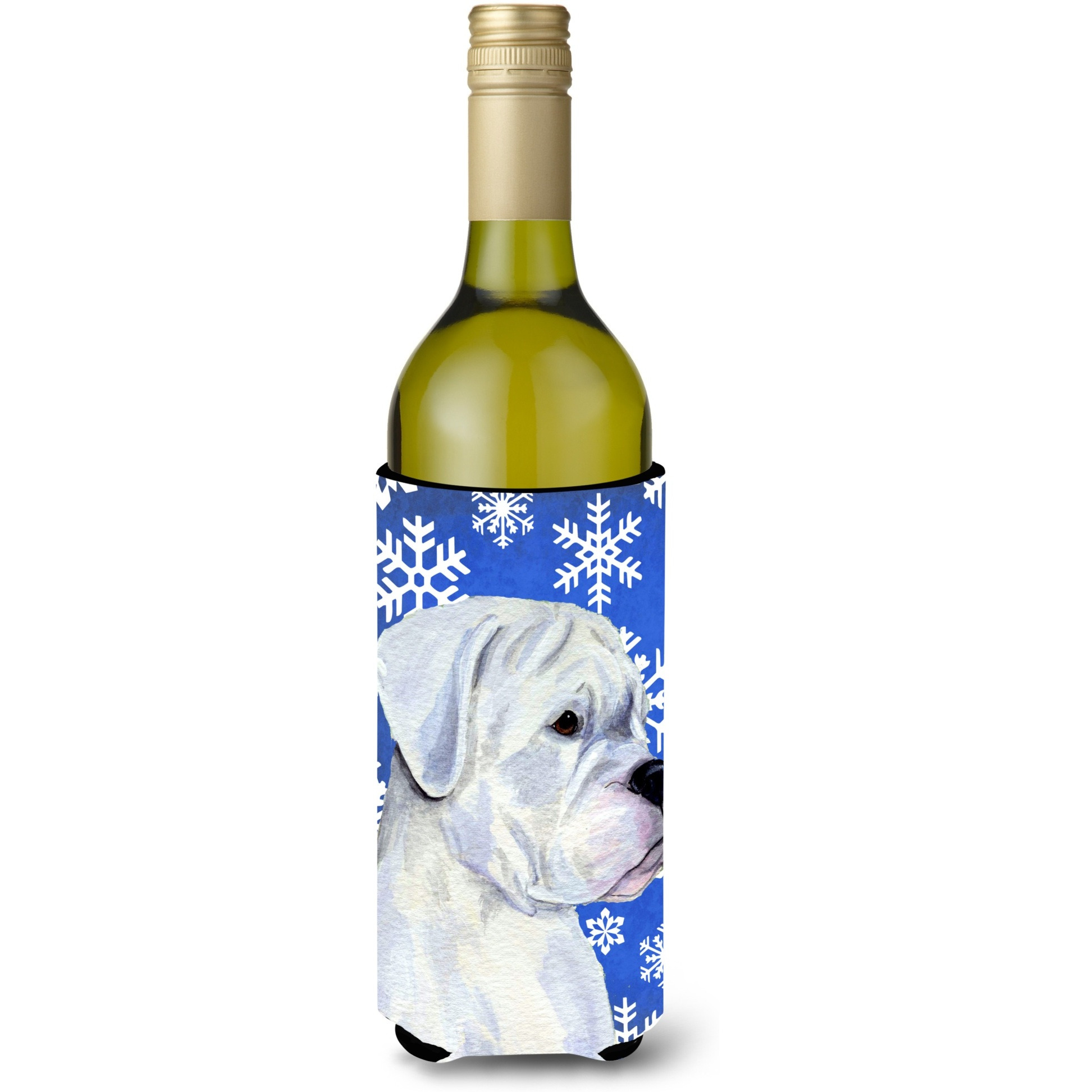 Boxer Winter Snowflakes Holiday Wine Bottle Beverage Insulator Beverage Insulator Hugger SS4647LITERK