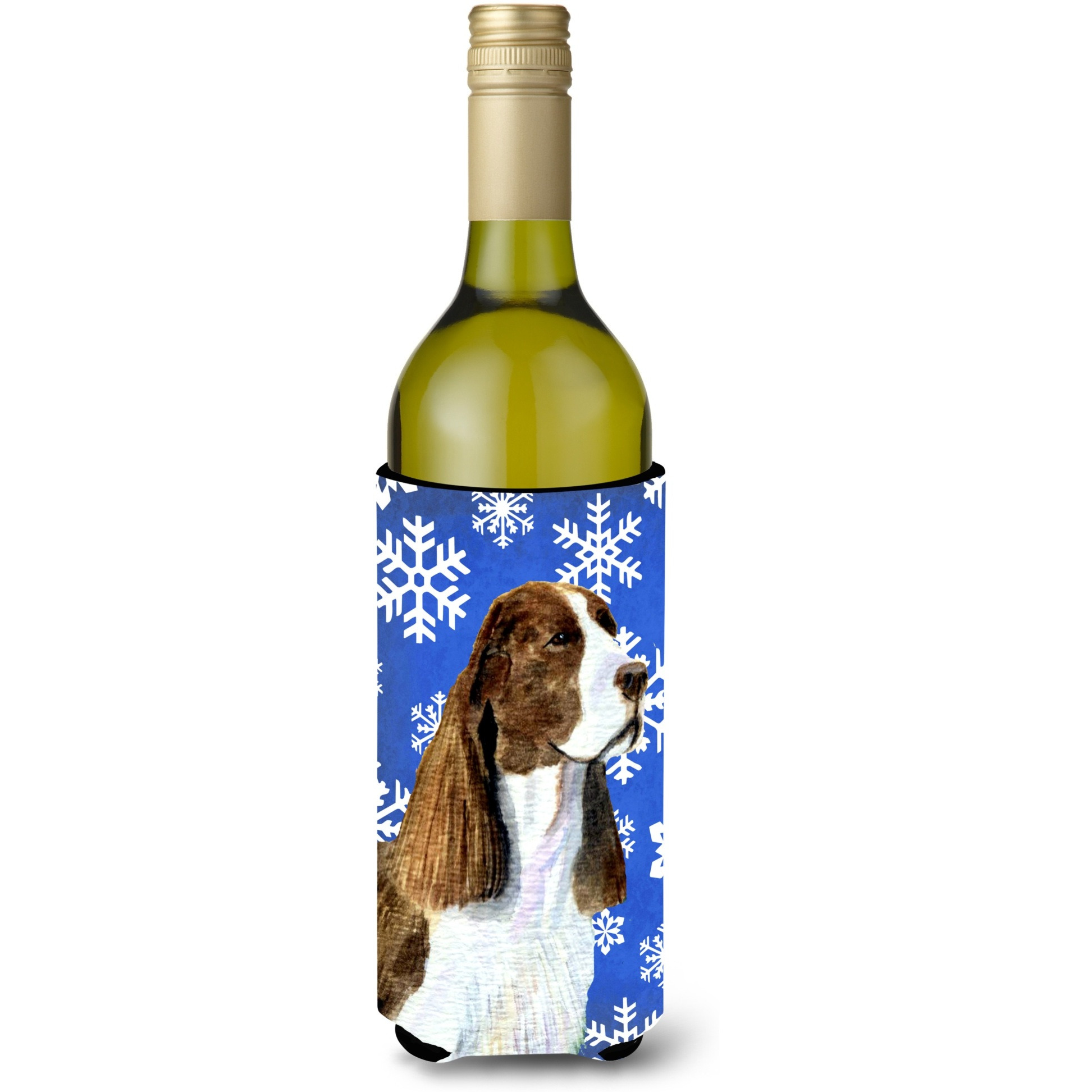 Springer Spaniel Winter Snowflakes Holiday Wine Bottle Beverage Insulator Beverage Insulator Hugger
