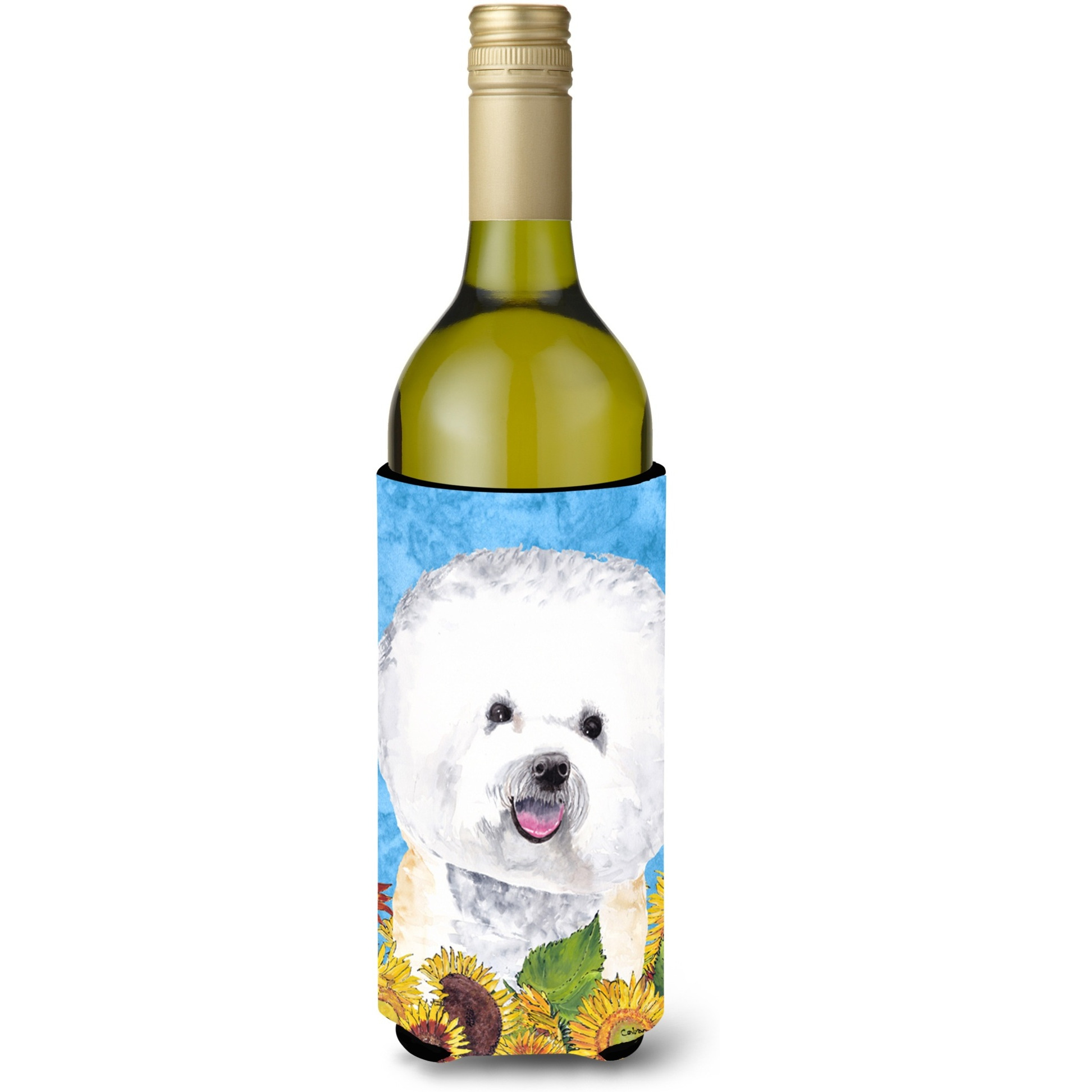 Bichon Frise Wine Bottle Beverage Insulator Beverage Insulator Hugger SC9059LITERK