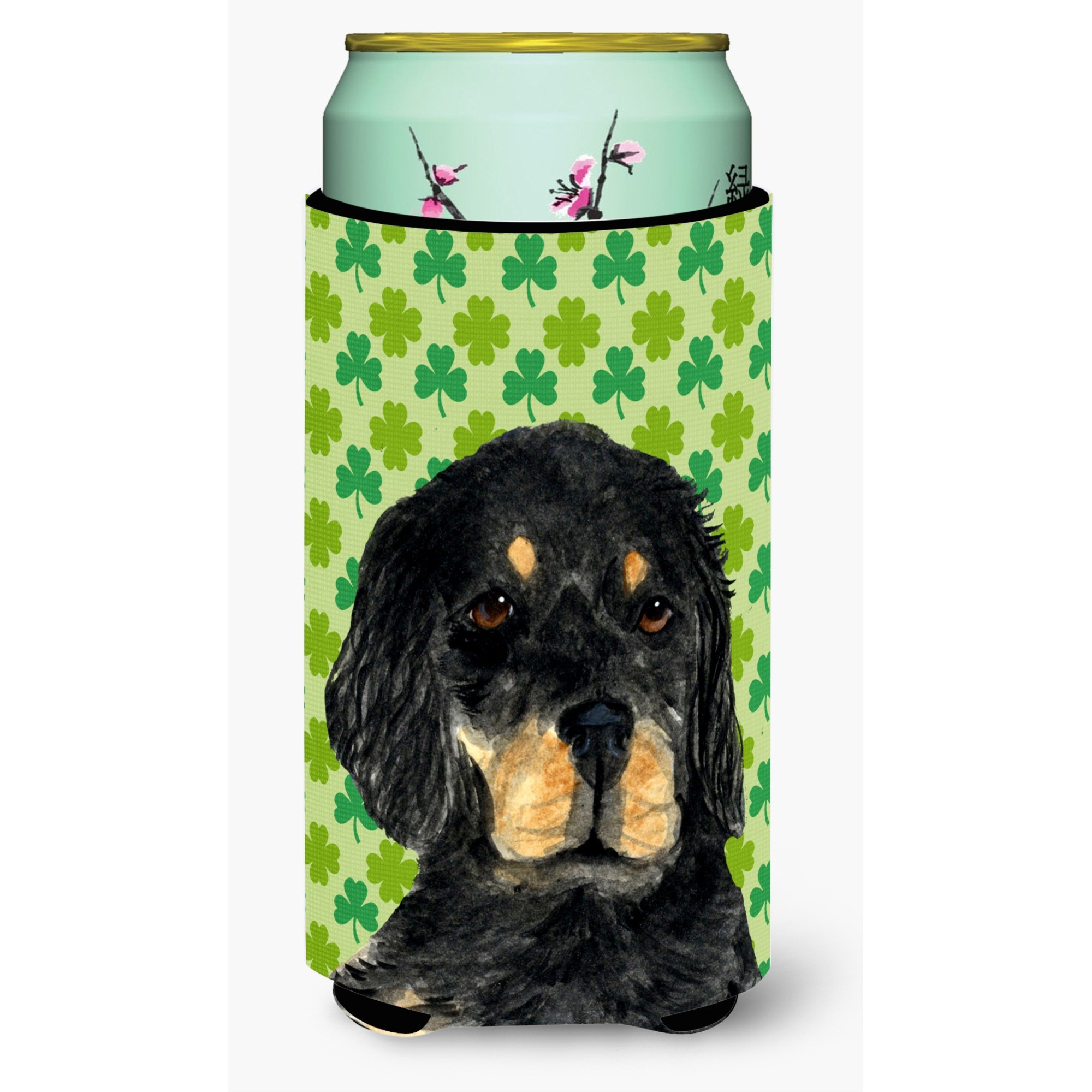 Gordon Setter St. Patrick's Day Shamrock Portrait  Tall Boy Beverage Insulator Beverage Insulator Hugger