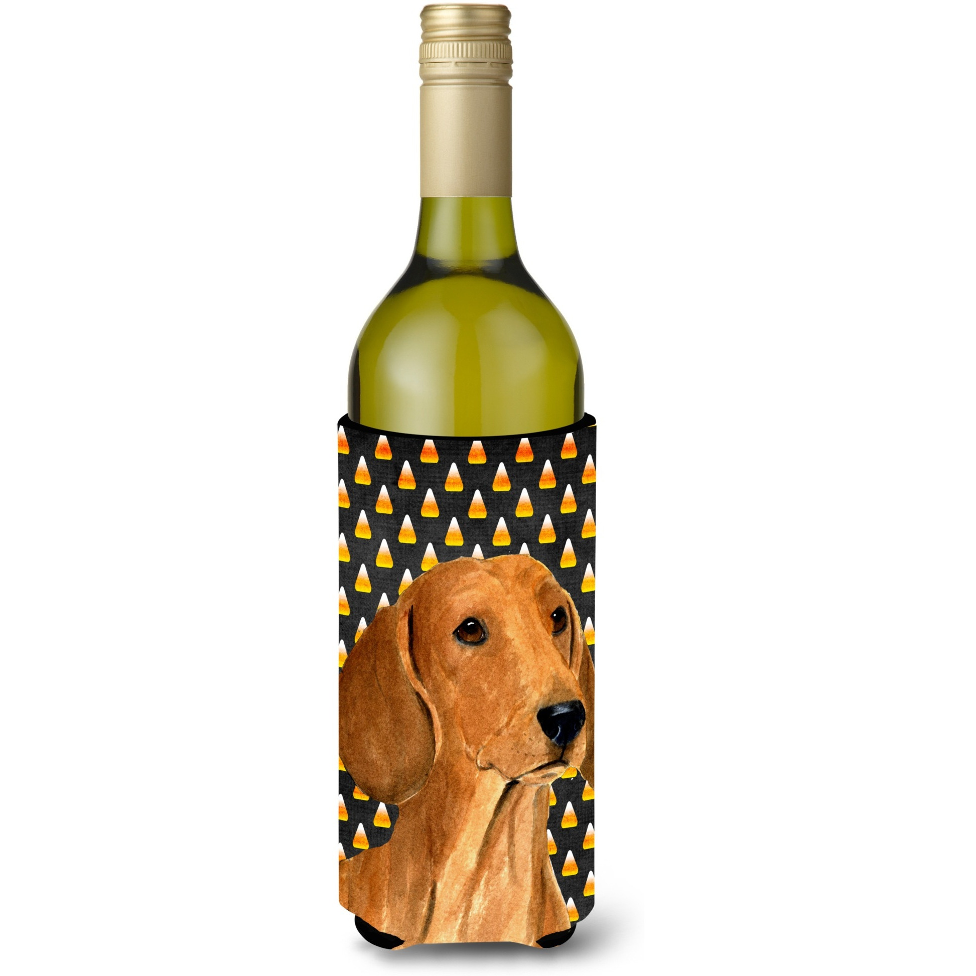 Dachshund Candy Corn Halloween Portrait Wine Bottle Beverage Insulator Beverage Insulator Hugger SS4280LITERK