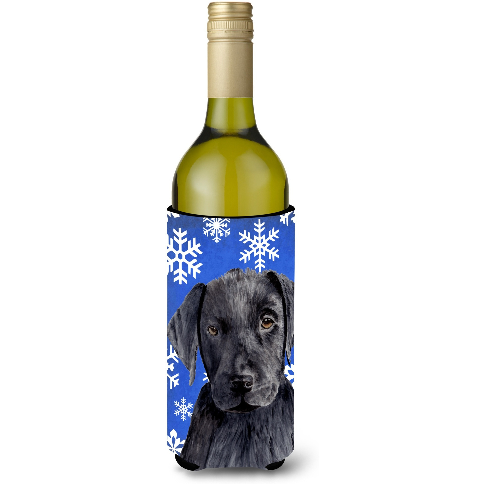 Labrador Winter Snowflakes Holiday Wine Bottle Beverage Insulator Beverage Insulator Hugger SC9364LITERK