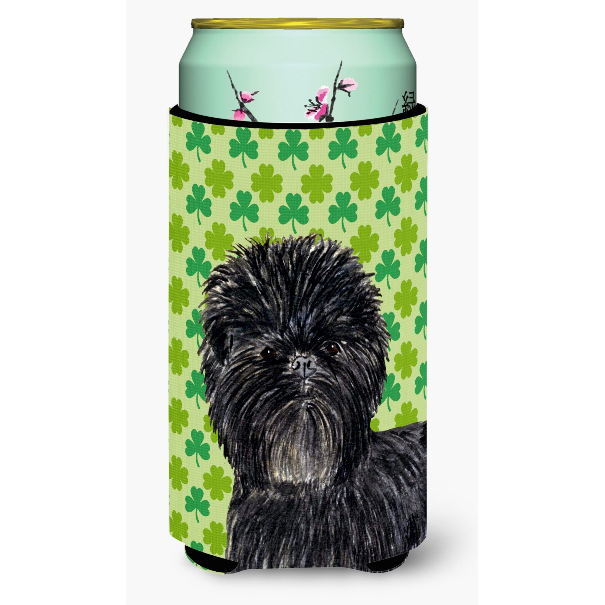 Affenpinscher St. Patrick's Day Shamrock Portrait  Tall Boy Beverage Insulator Beverage Insulator Hugger