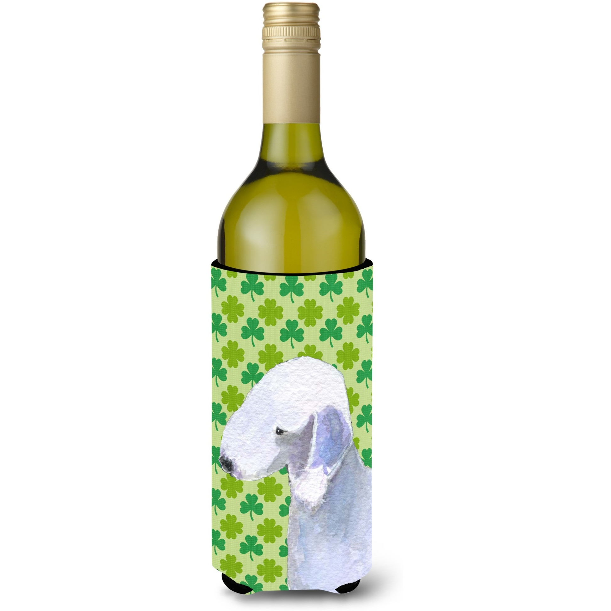 Bedlington Terrier St. Patrick's Day Shamrock  Wine Bottle Beverage Insulator Beverage Insulator Hugger