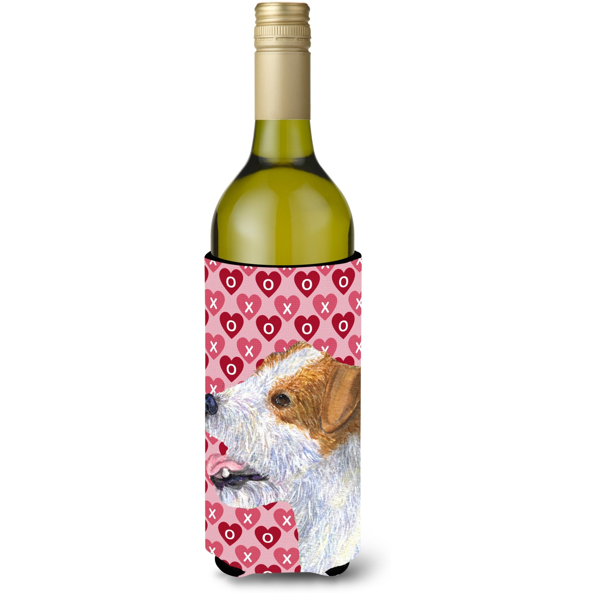Jack Russell Terrier Hearts Love  Valentine's Day  Wine Bottle Beverage Insulator Beverage Insulator Hugger