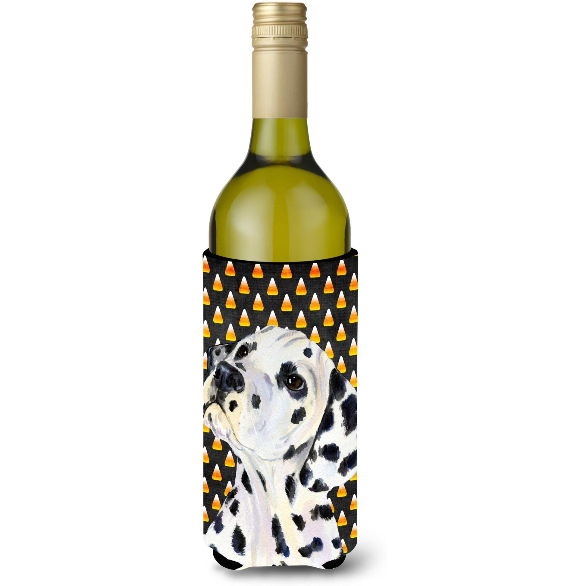 Dalmatian Candy Corn Halloween Portrait Wine Bottle Beverage Insulator Beverage Insulator Hugger SS4286LITERK