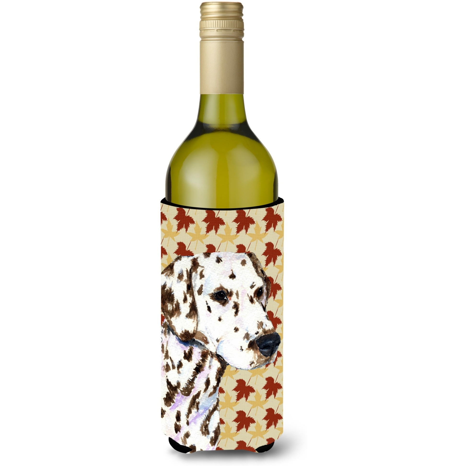 Dalmatian Fall Leaves Portrait Wine Bottle Beverage Insulator Beverage Insulator Hugger SS4387LITERK