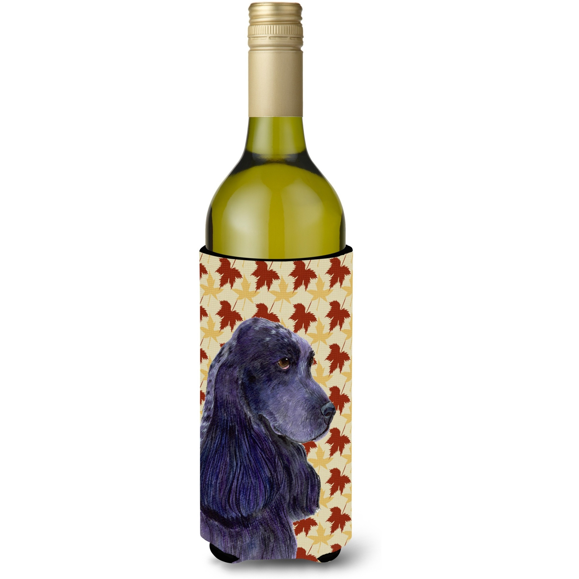 Cocker Spaniel Fall Leaves Portrait Wine Bottle Beverage Insulator Beverage Insulator Hugger SS4385LITERK