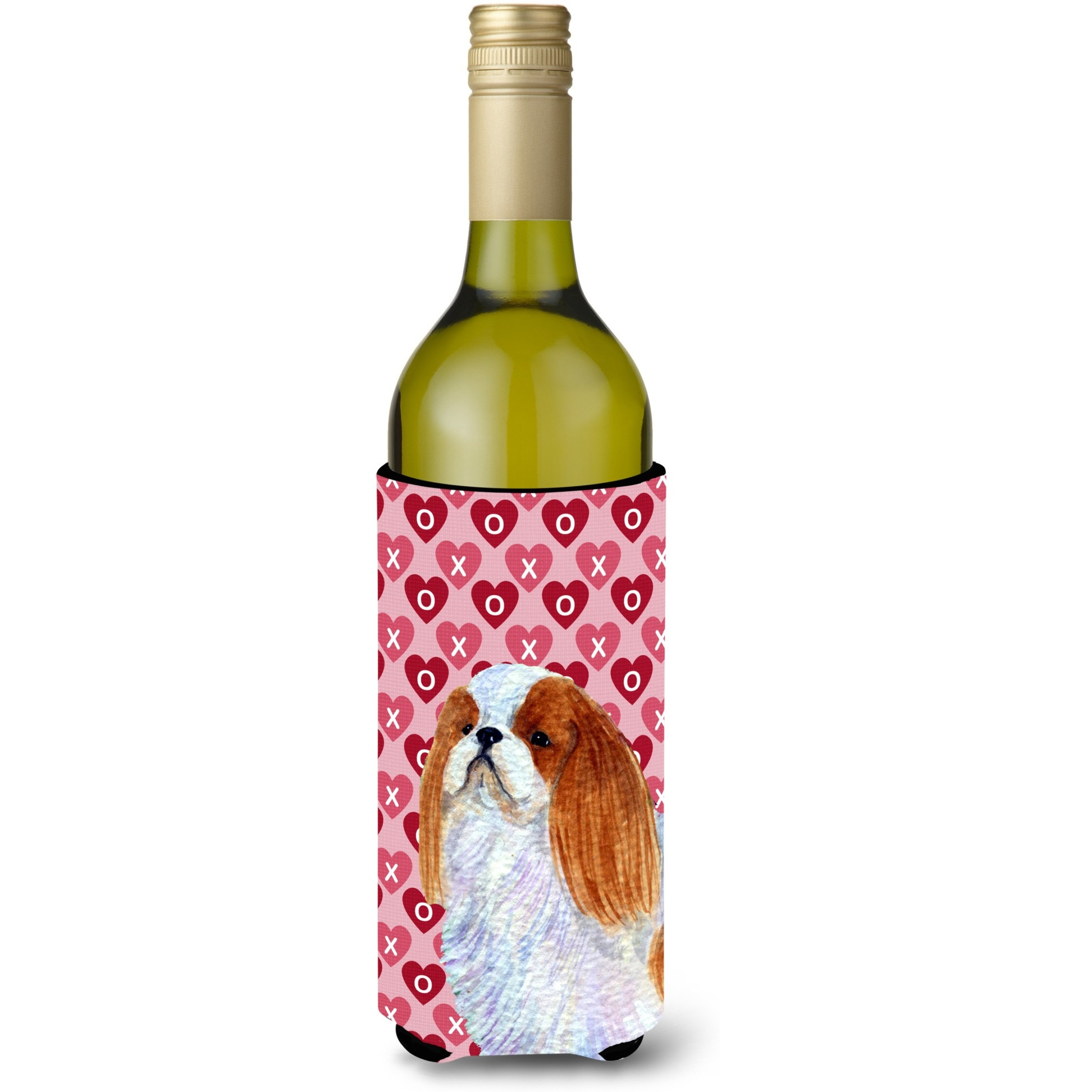English Toy Spaniel Hearts Love and Valentine's Day  Wine Bottle Beverage Insulator Beverage Insulator Hugger