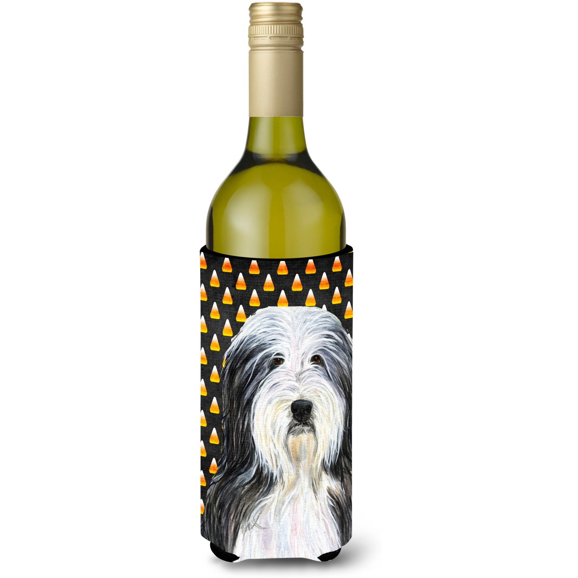 Bearded Collie  Halloween Portrait Wine Bottle Beverage Insulator Beverage Insulator Hugger SS4290LITERK