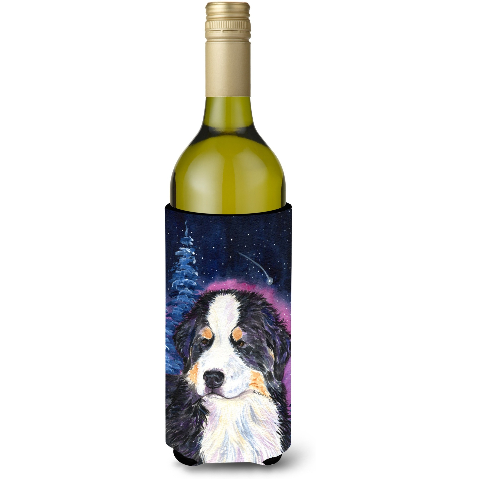 Starry Night Bernese Mountain Dog Wine Bottle Beverage Insulator Beverage Insulator Hugger SS8446LITERK
