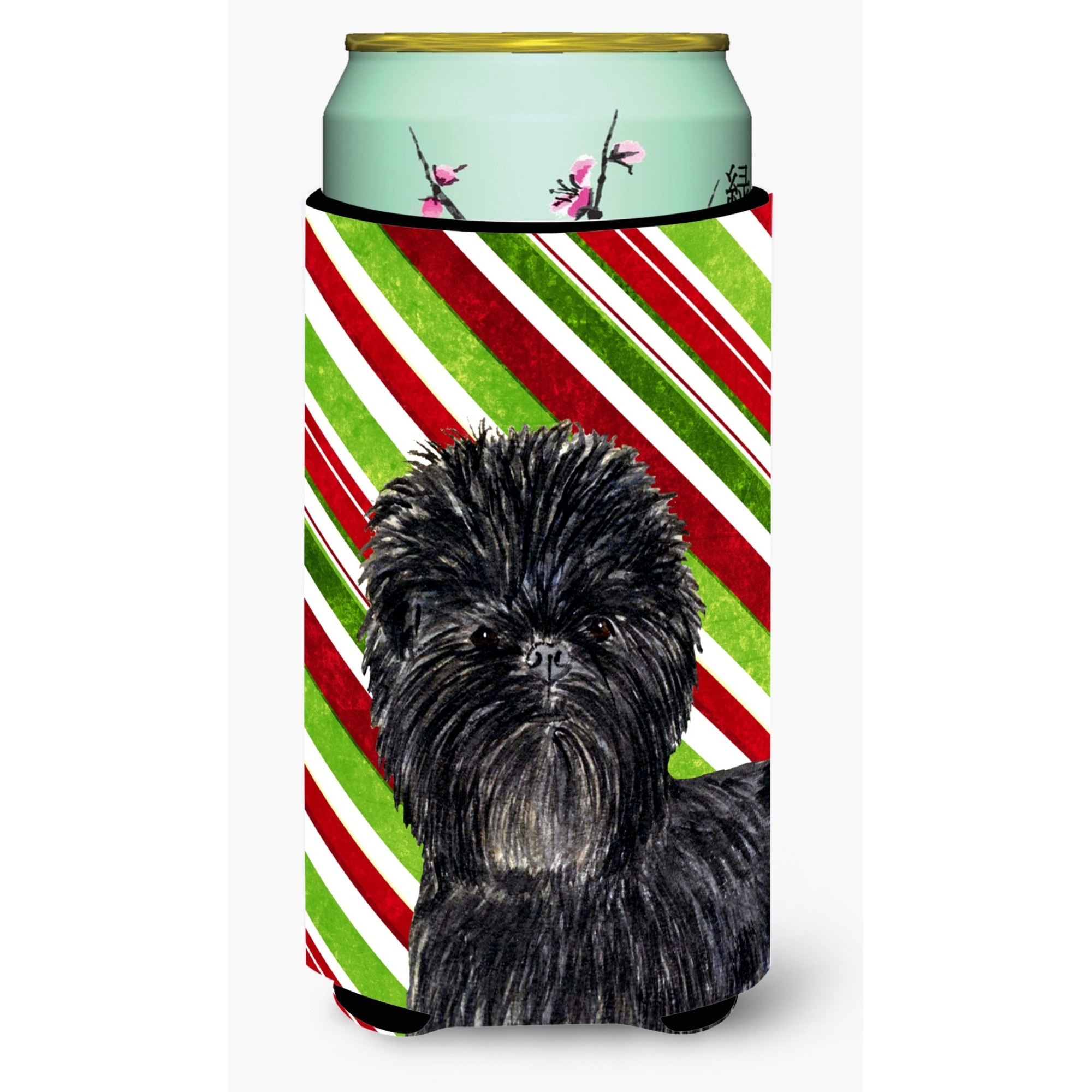 Affenpinscher Candy Cane Holiday Christmas  Tall Boy Beverage Insulator Beverage Insulator Hugger
