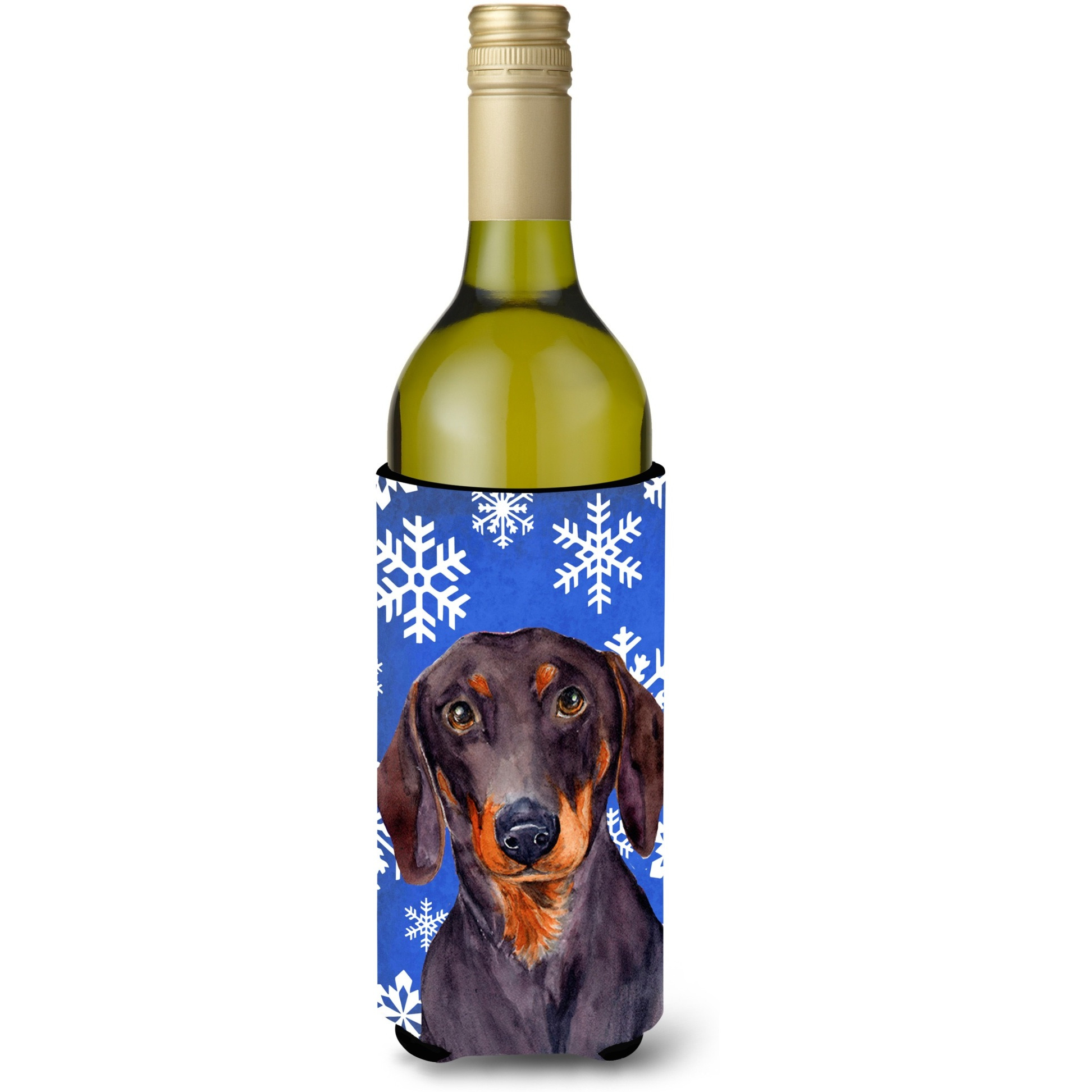 Dachshund Winter Snowflakes Holiday Wine Bottle Beverage Insulator Beverage Insulator Hugger LH9268LITERK