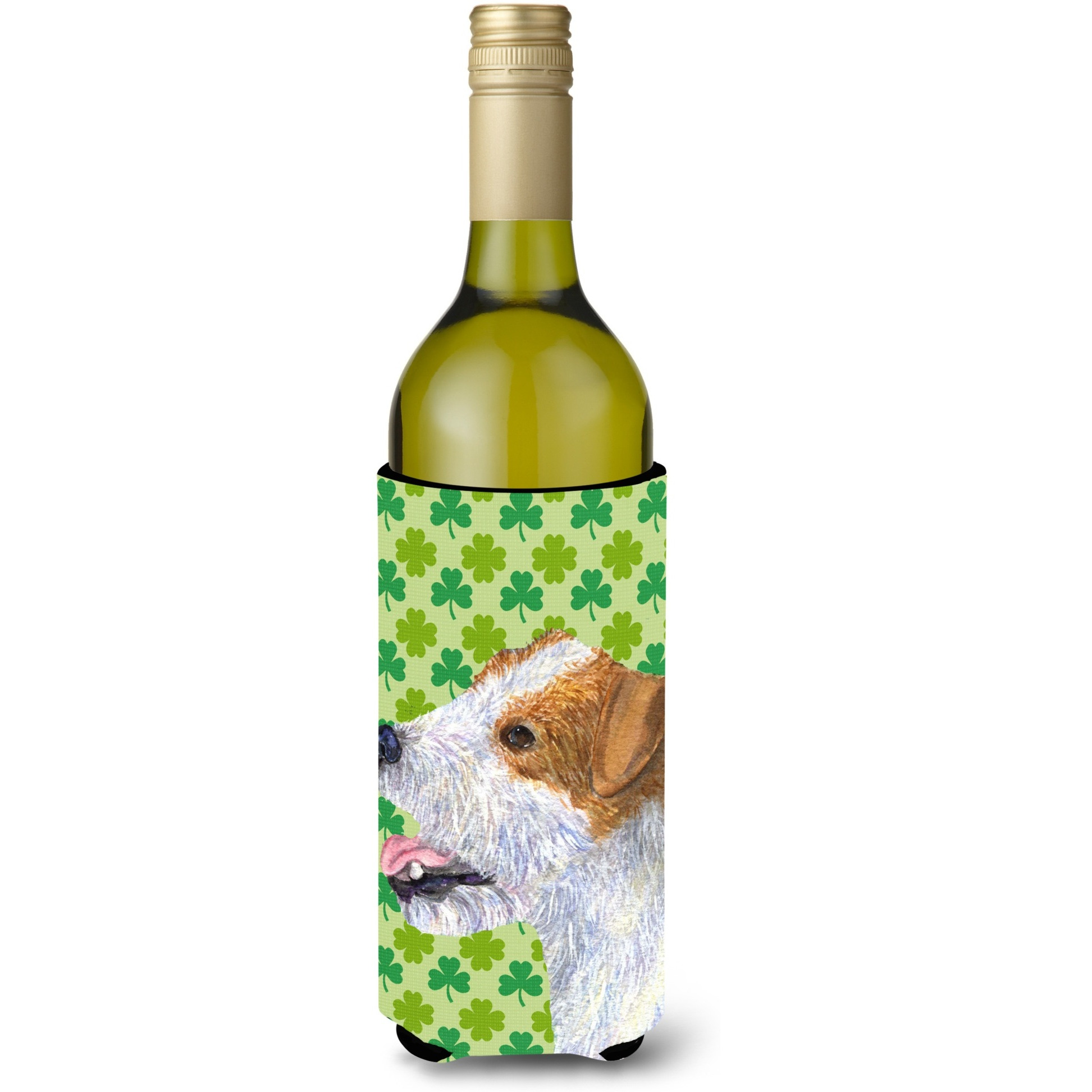 Jack Russell Terrier St. Patrick's Day Shamrock  Wine Bottle Beverage Insulator Beverage Insulator Hugger