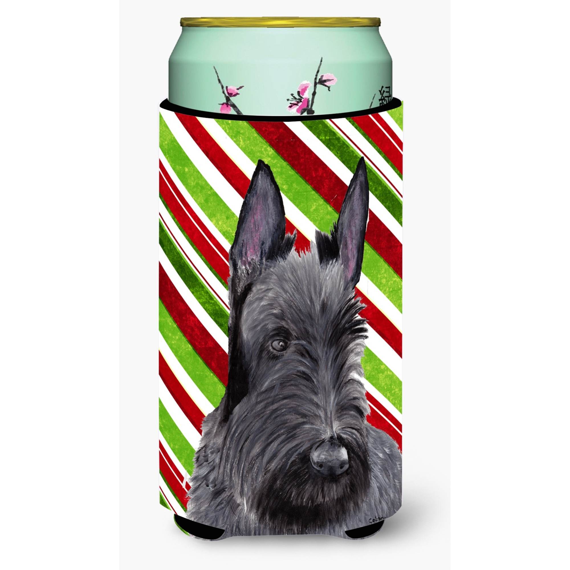 Scottish Terrier Candy Cane Holiday Christmas  Tall Boy Beverage Insulator Beverage Insulator Hugger