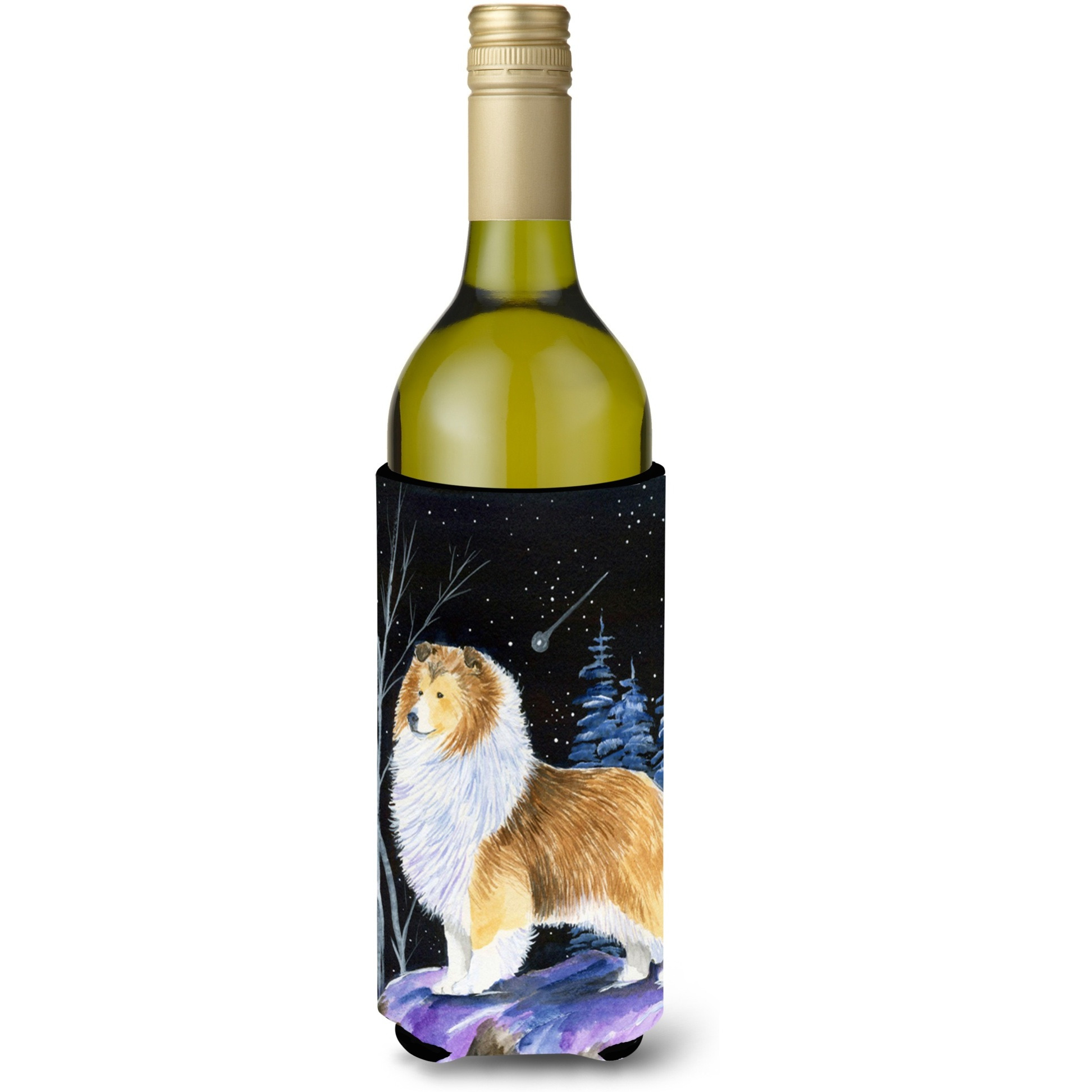 Starry Night Sheltie Wine Bottle Beverage Insulator Beverage Insulator Hugger