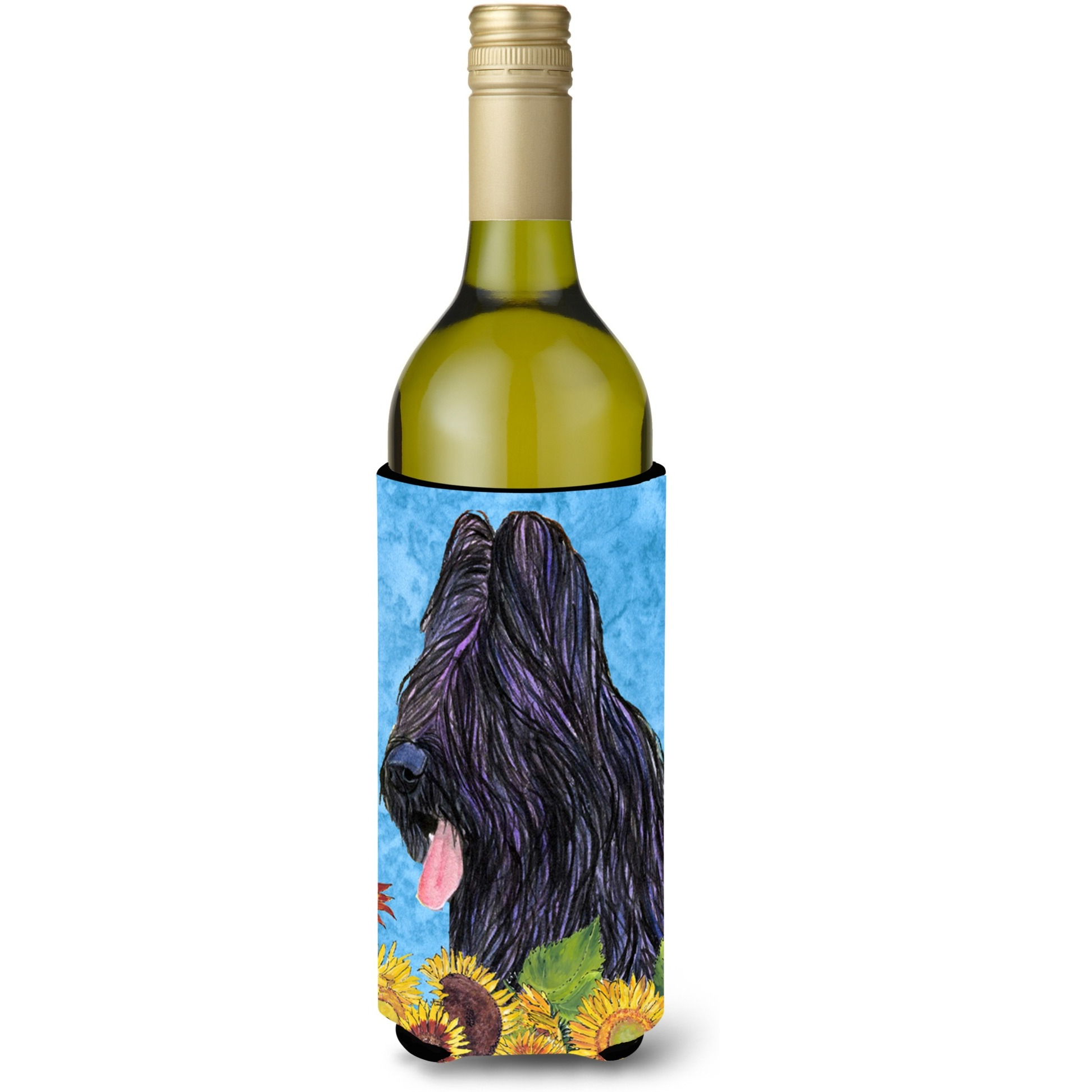 Briard in Summer Flowers Wine Bottle Beverage Insulator Beverage Insulator Hugger
